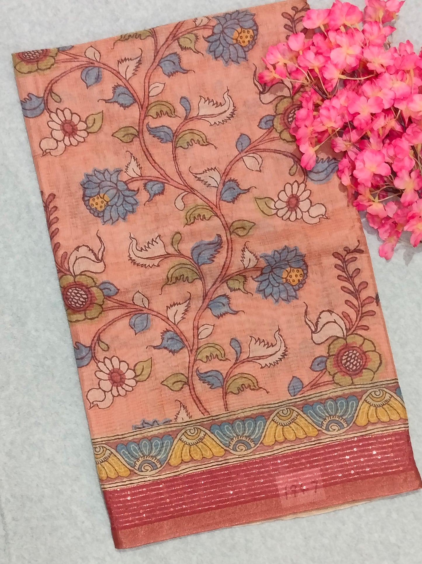 Bronze Color Floral Saree