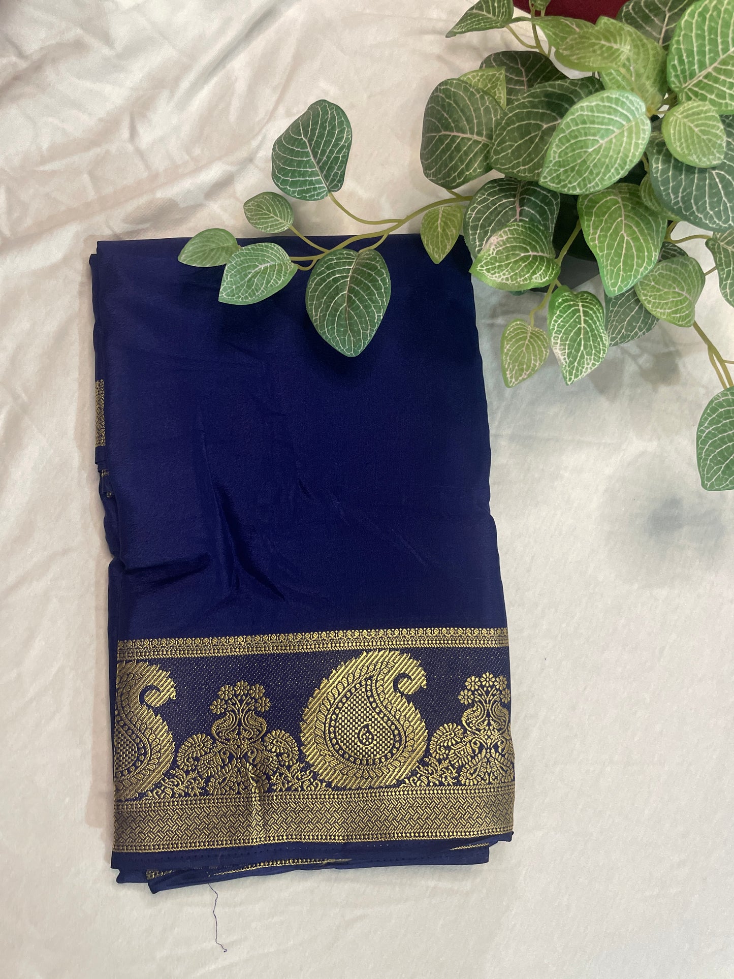 Mango Border Viscous Saree Blue