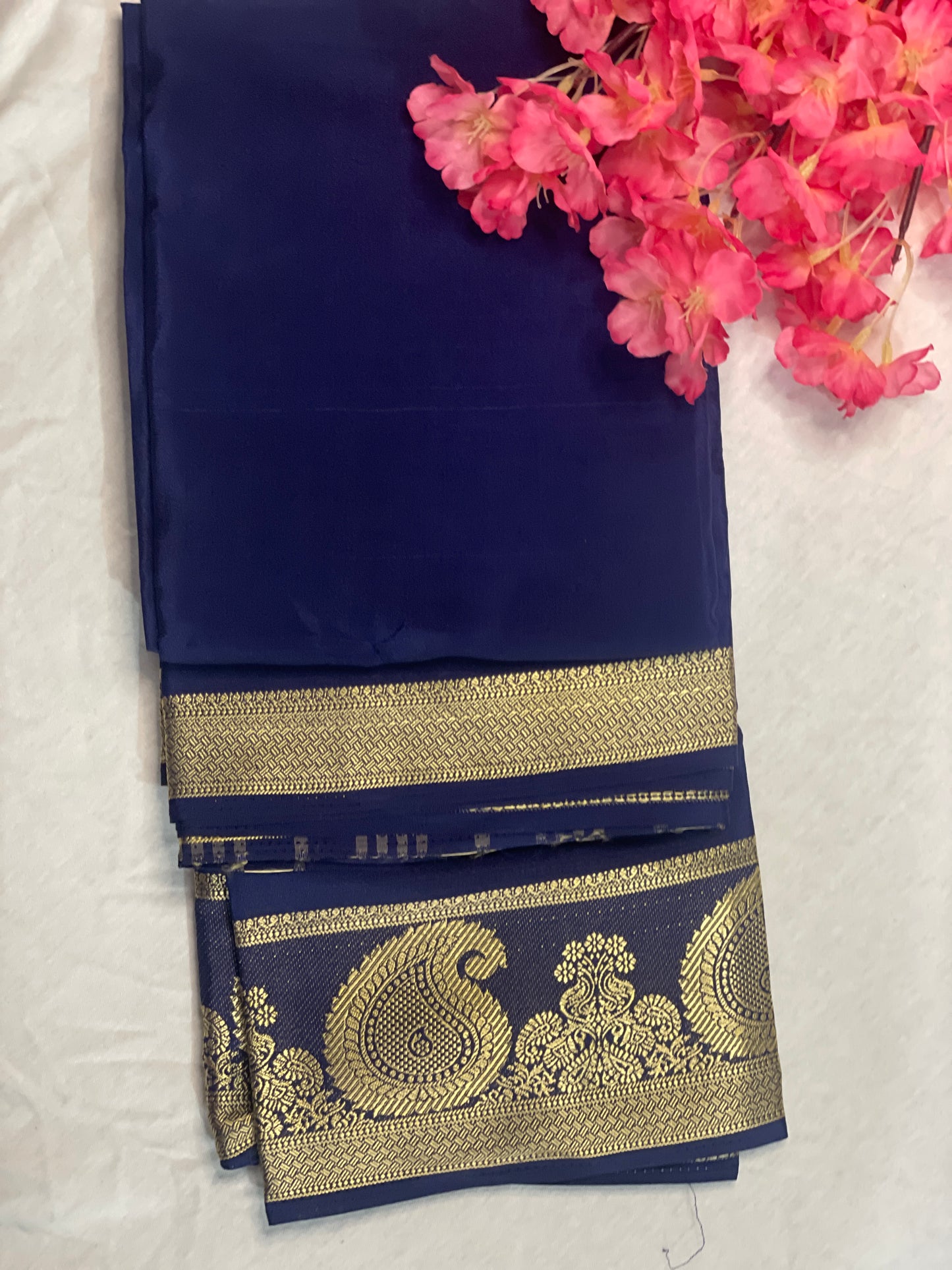 Mango Border Viscous Saree Blue