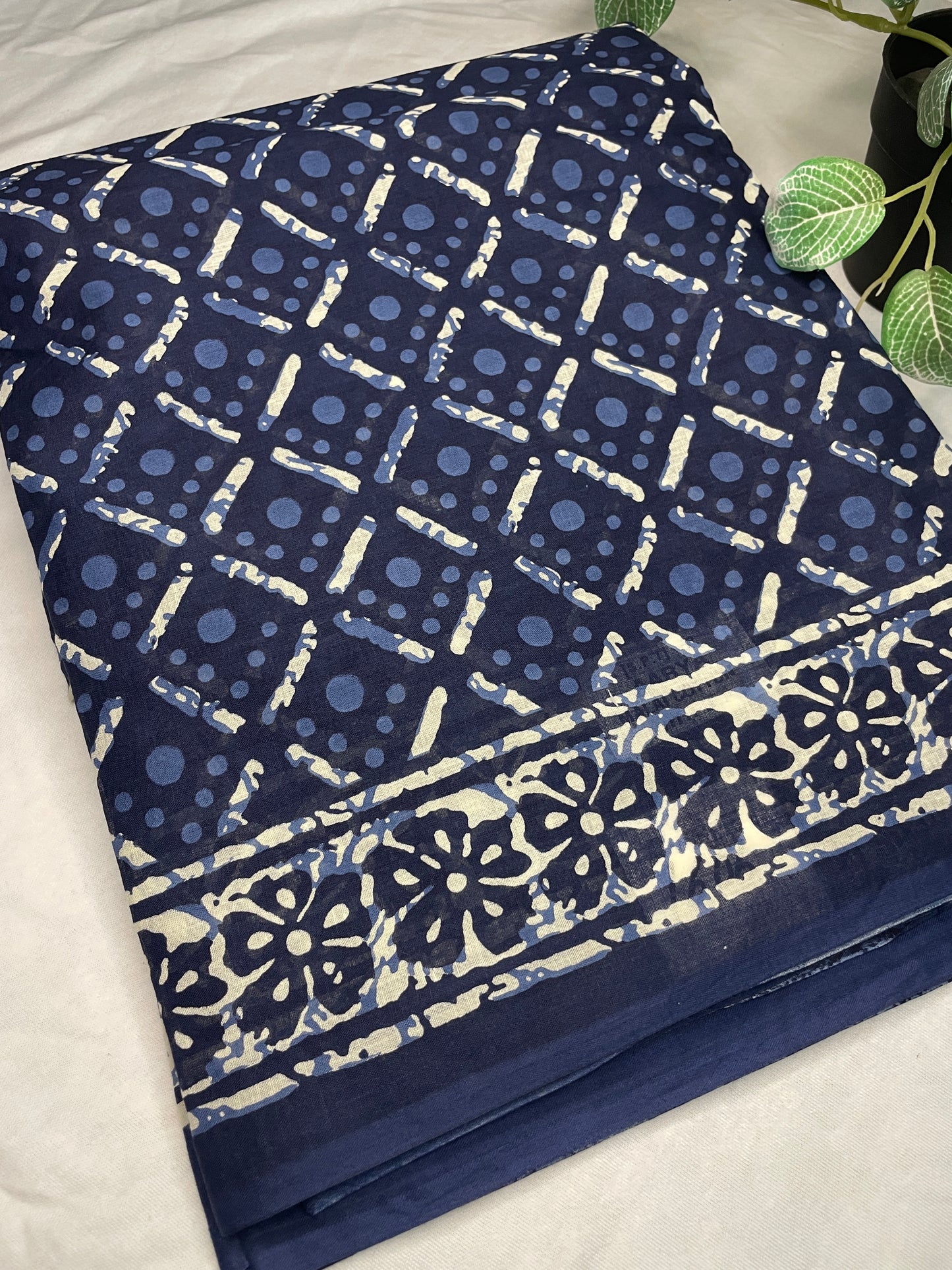 Mul Cotton Saree Indigo