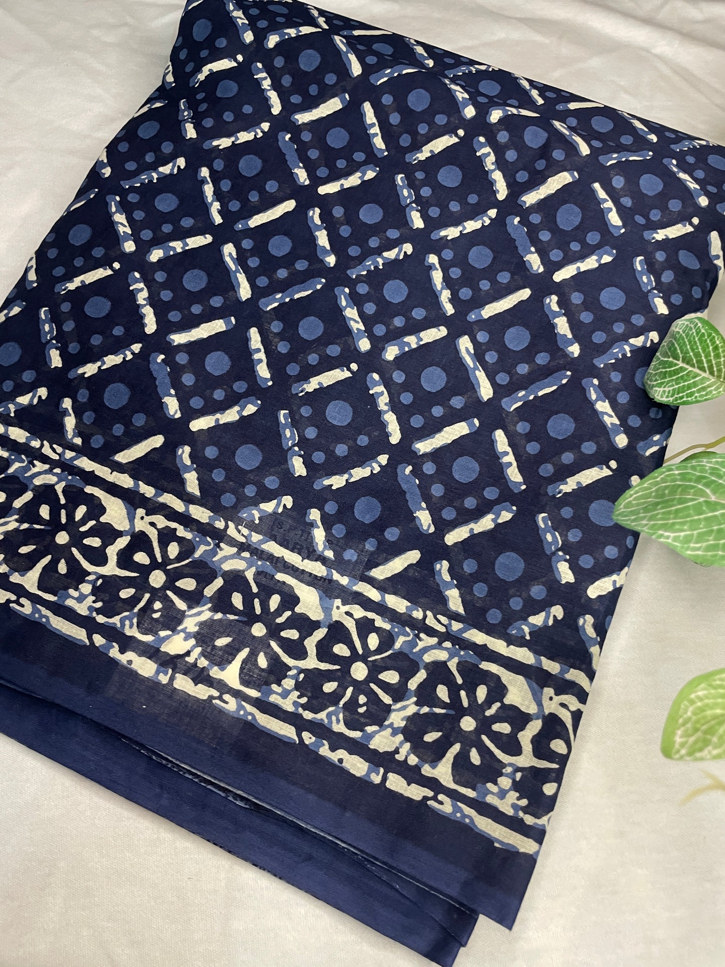 Mul Cotton Saree Indigo