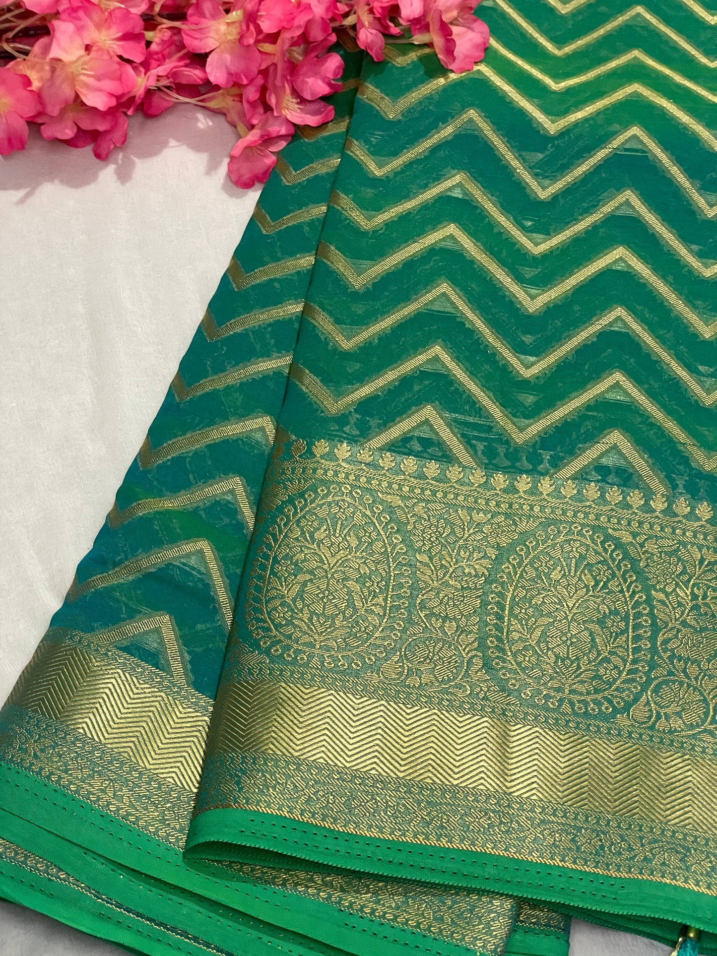 Blue Chiffon Fancy Saree with Rich Pallu