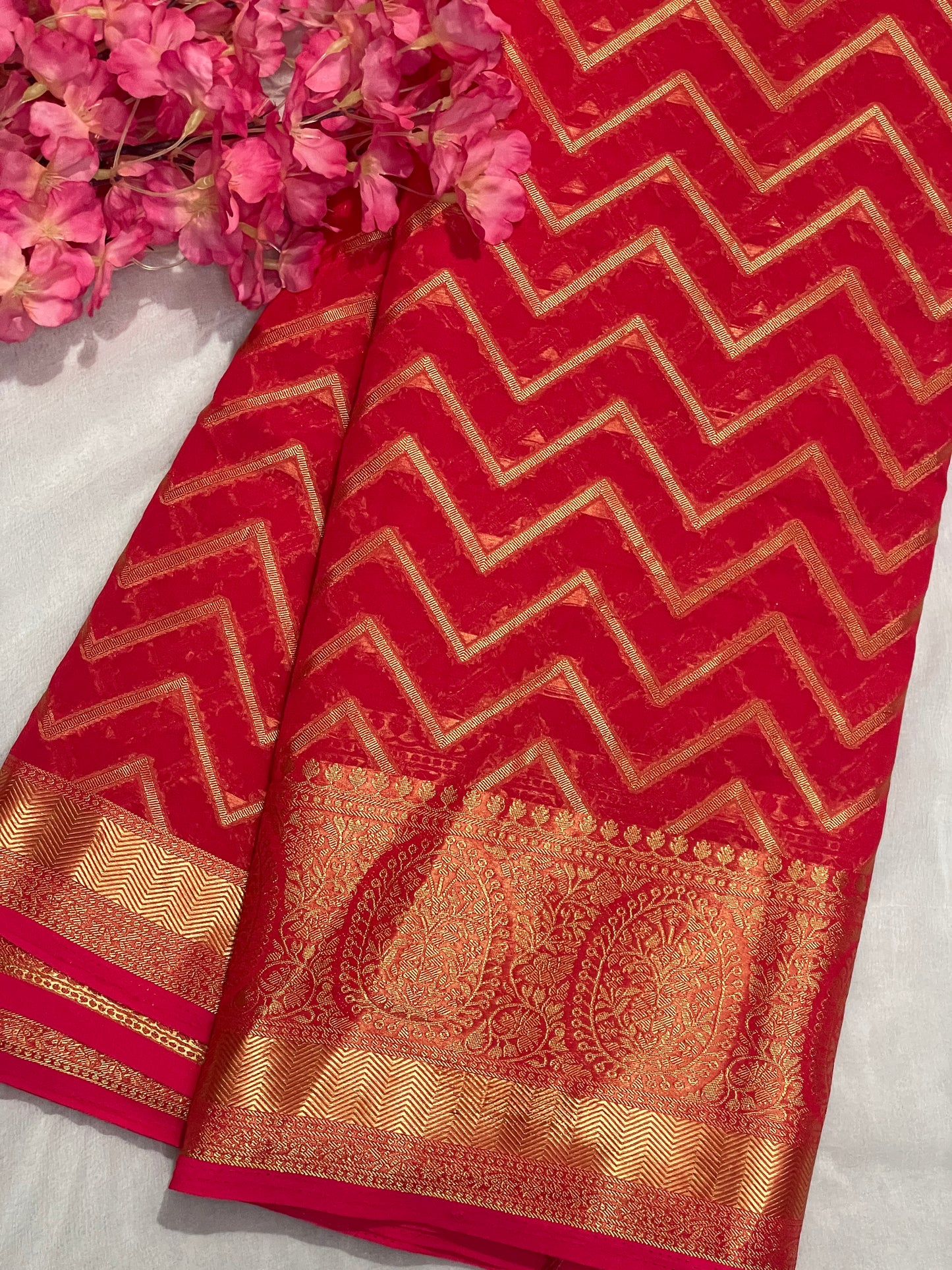 Chiffon Fancy Saree with Rich Pallu