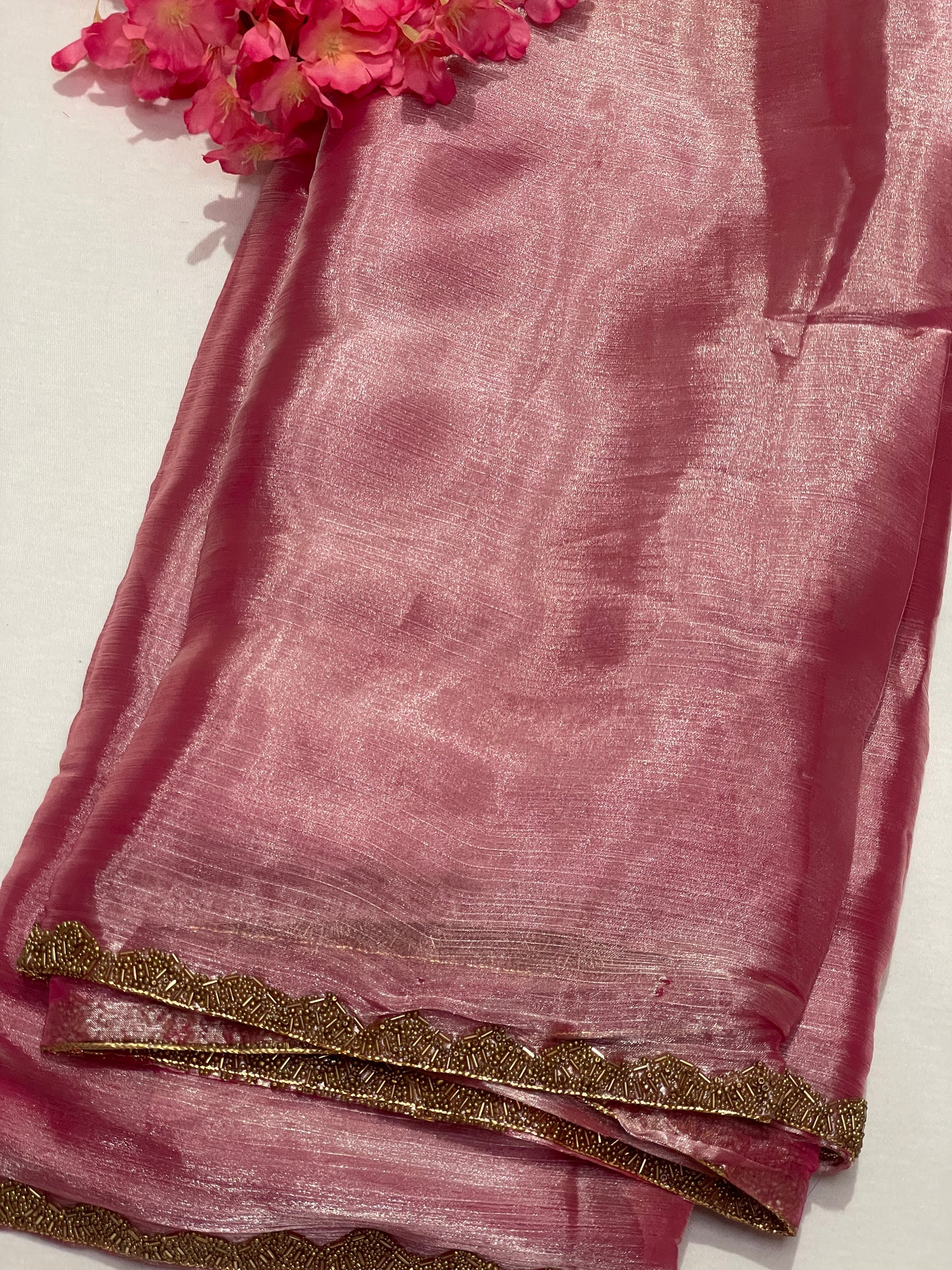 Baby Pink Space Silk Saree