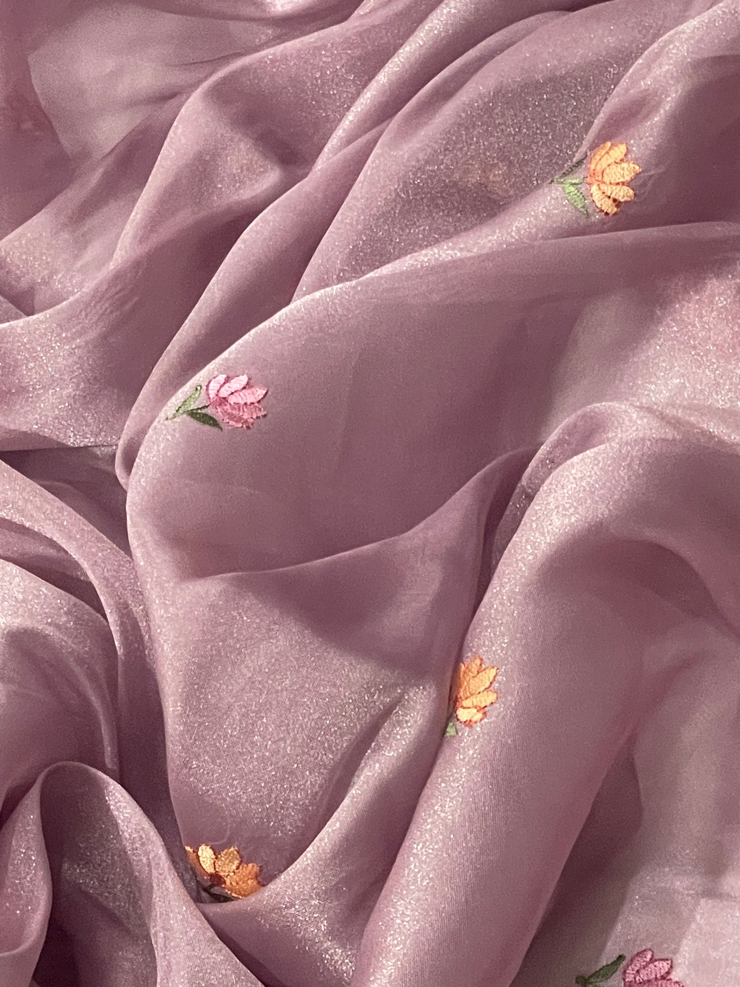 Pure Tissue Silk Lotus Embroidery Saree