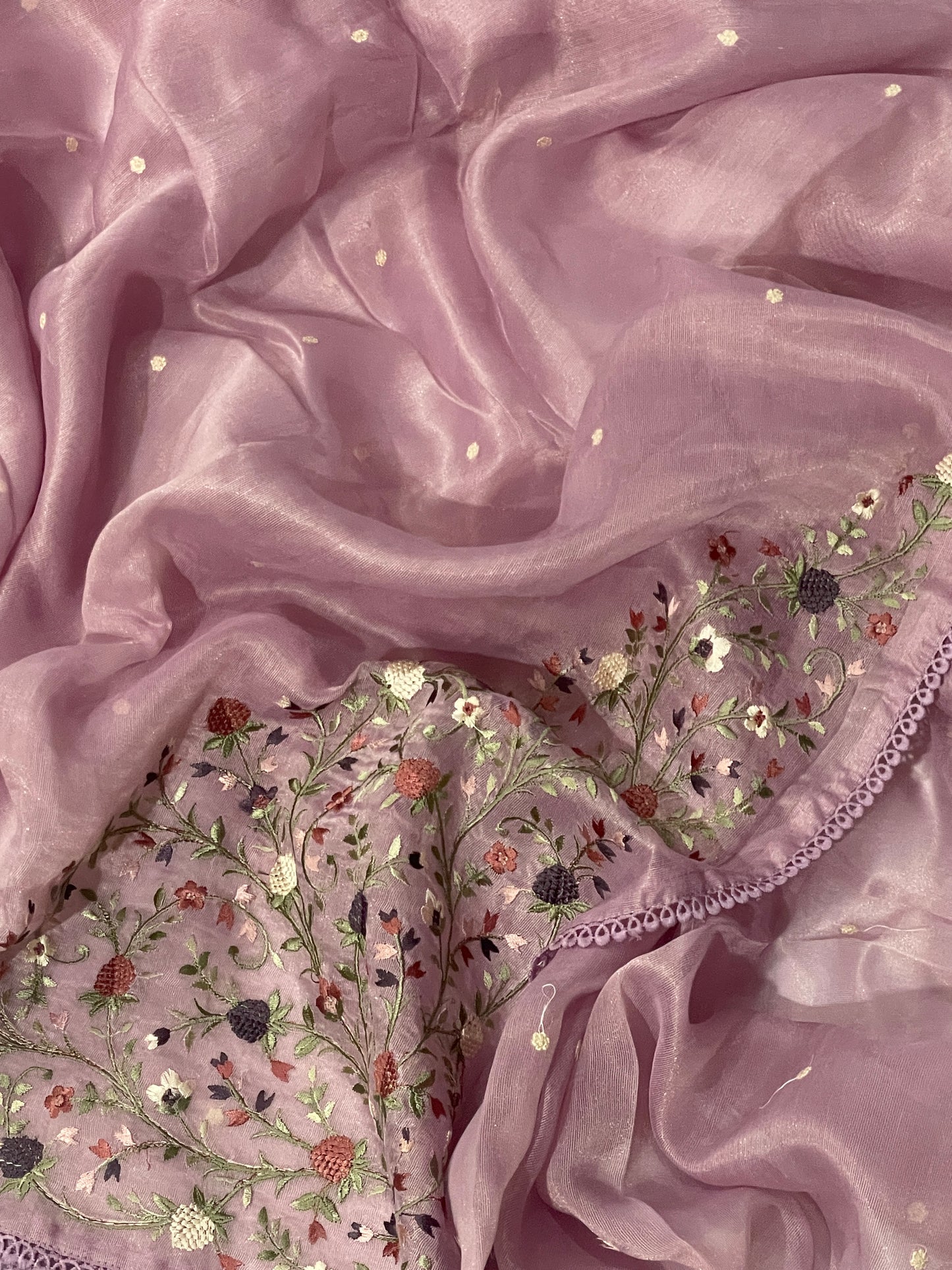 Lenin Tissue Lite weight Embroidery Saree