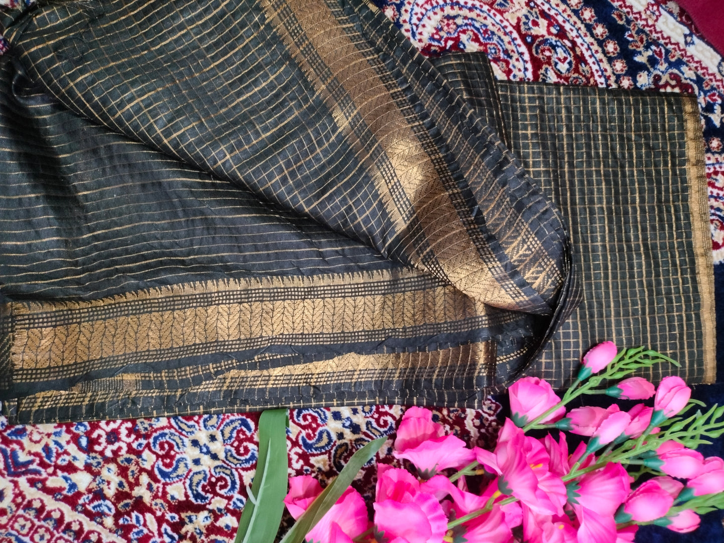 Green Geometric Saree