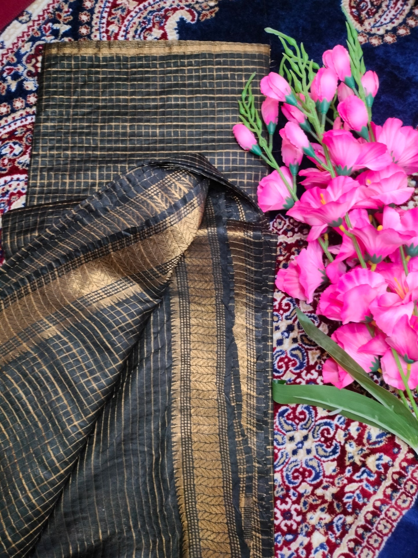 Black Geometric Saree