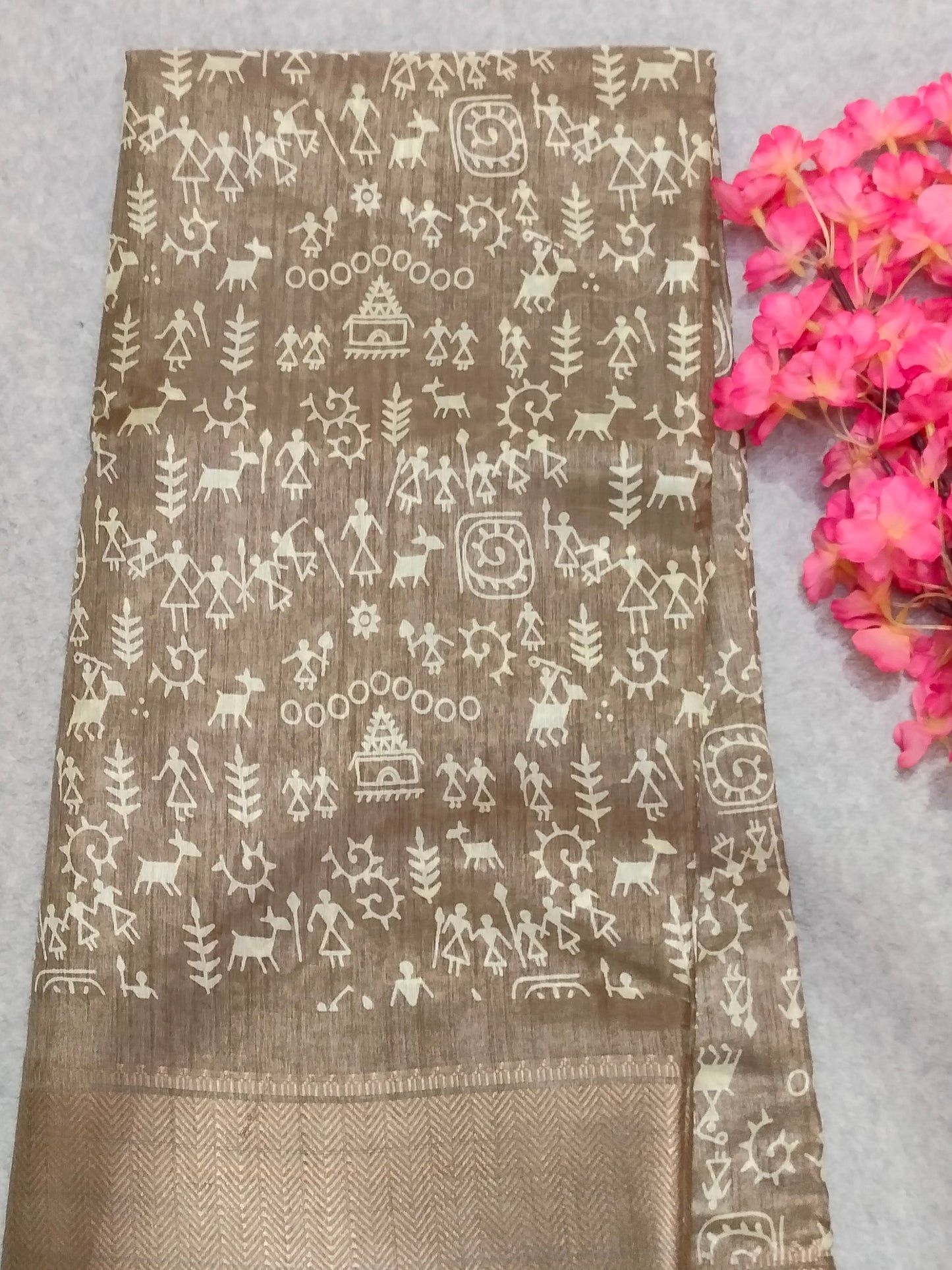 Lite Brown Visual Art Saree