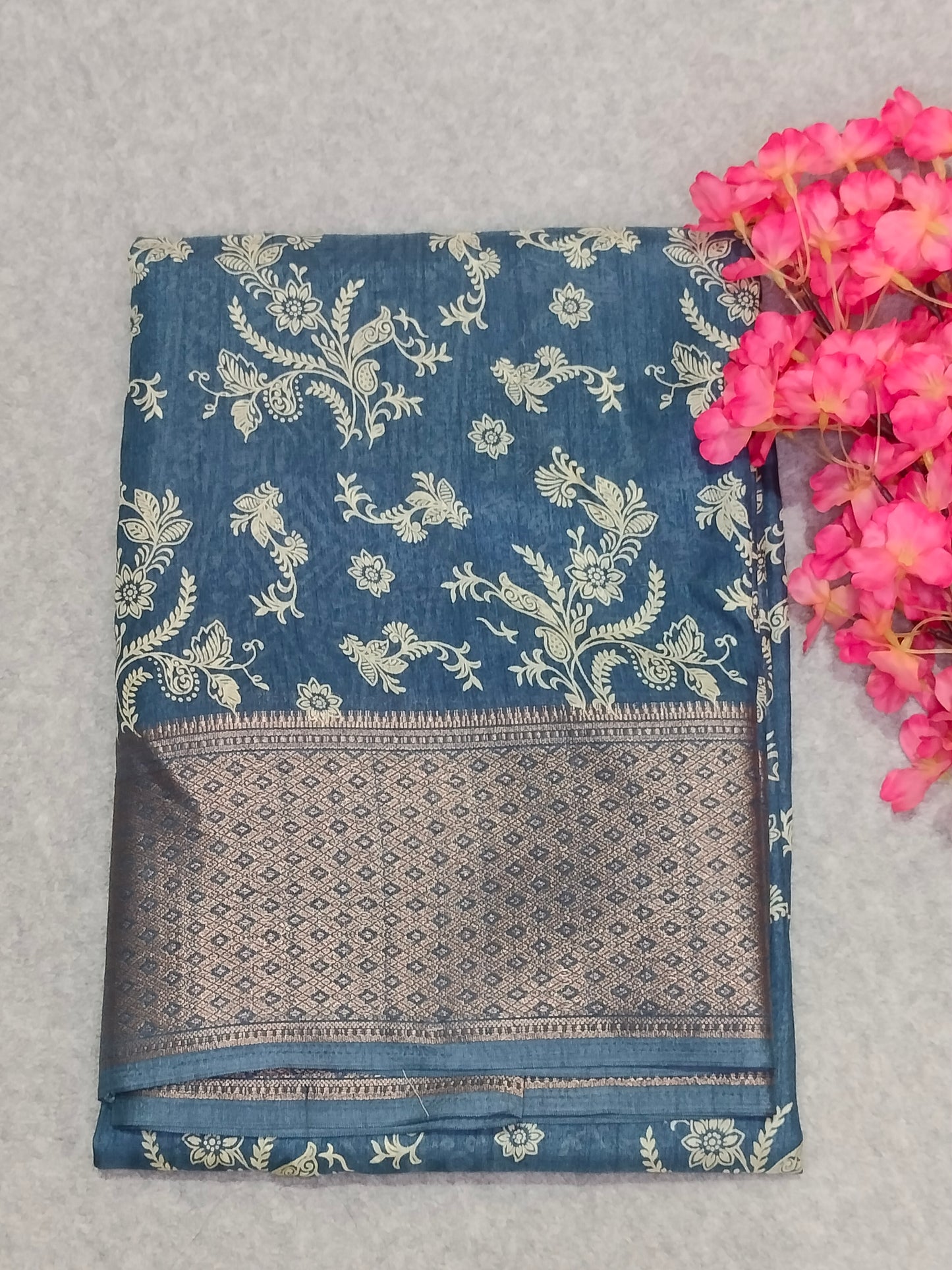 Semi Dola Silk Saree Blue