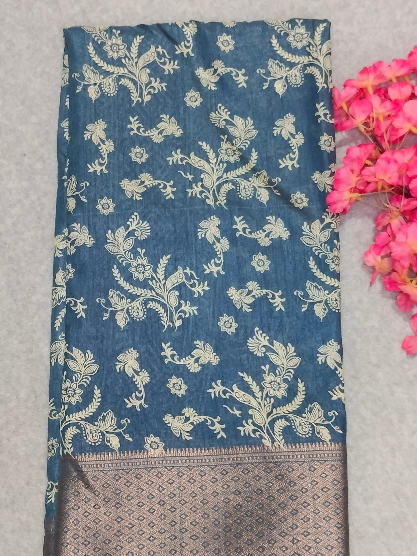Semi Dola Silk Saree Blue