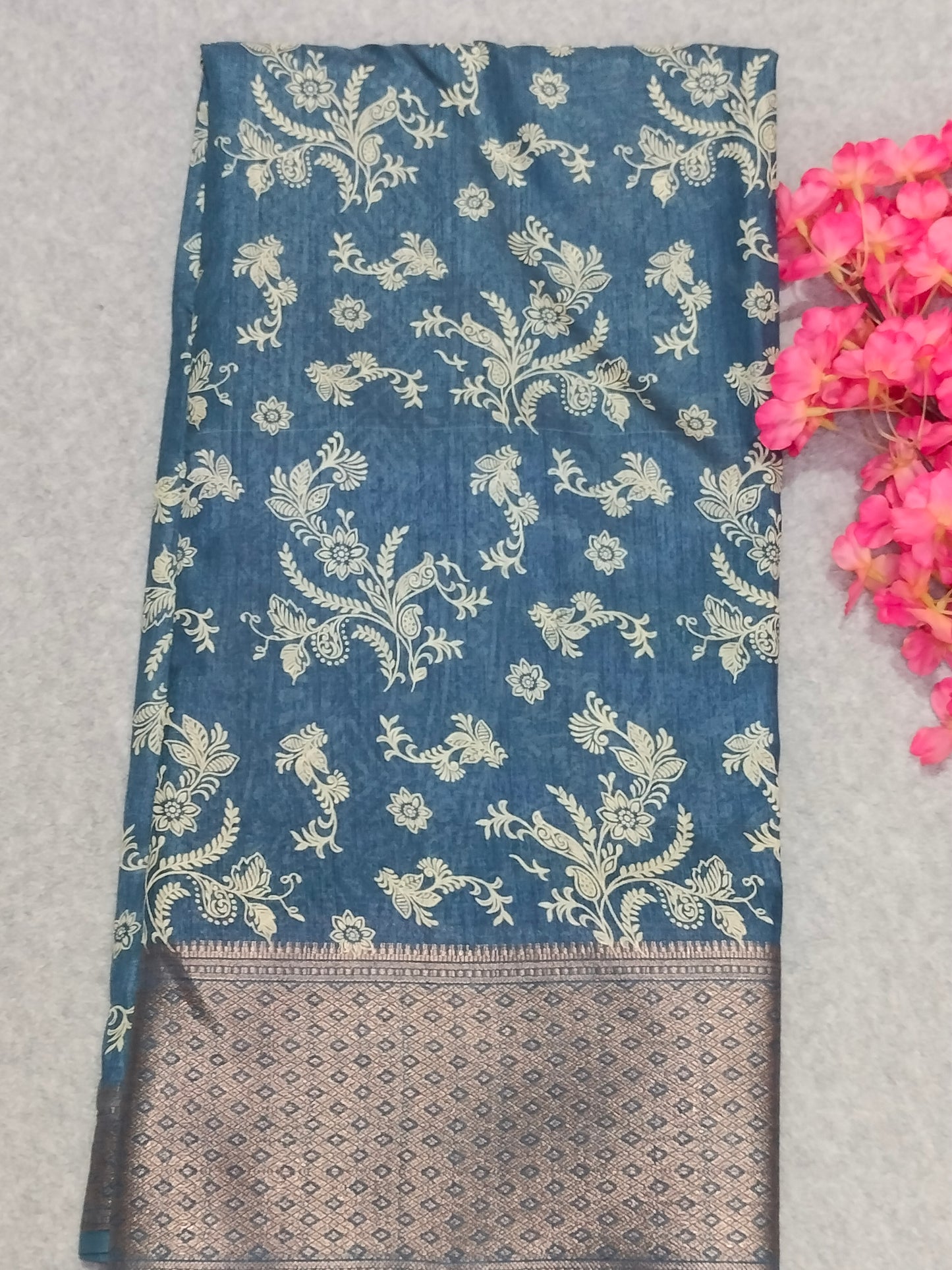 Semi Dola Silk Saree Blue
