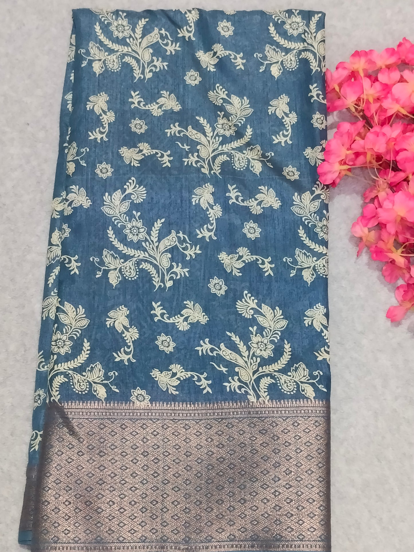 Semi Dola Silk Saree Blue