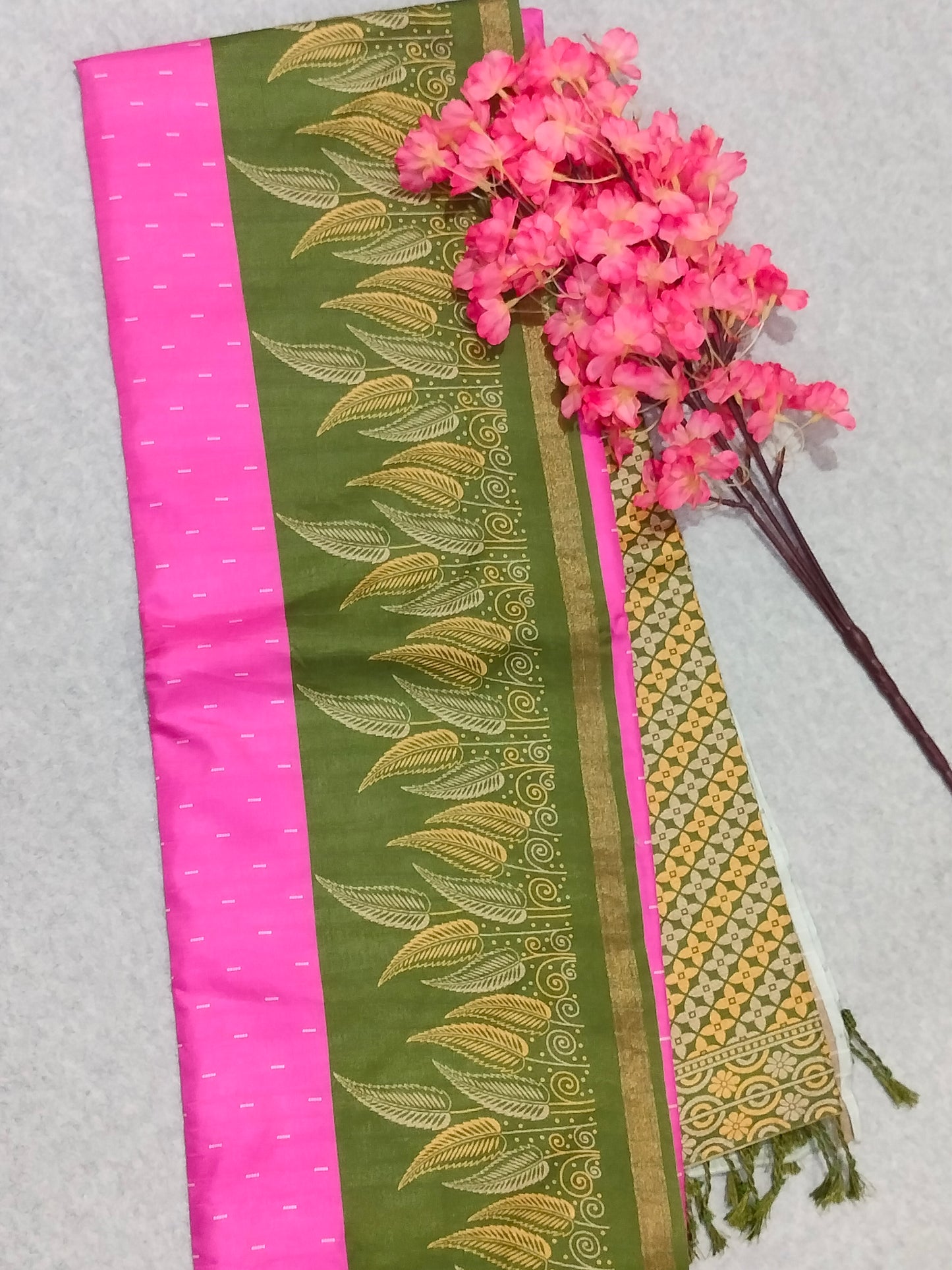 Cotton Mix Pink Saree
