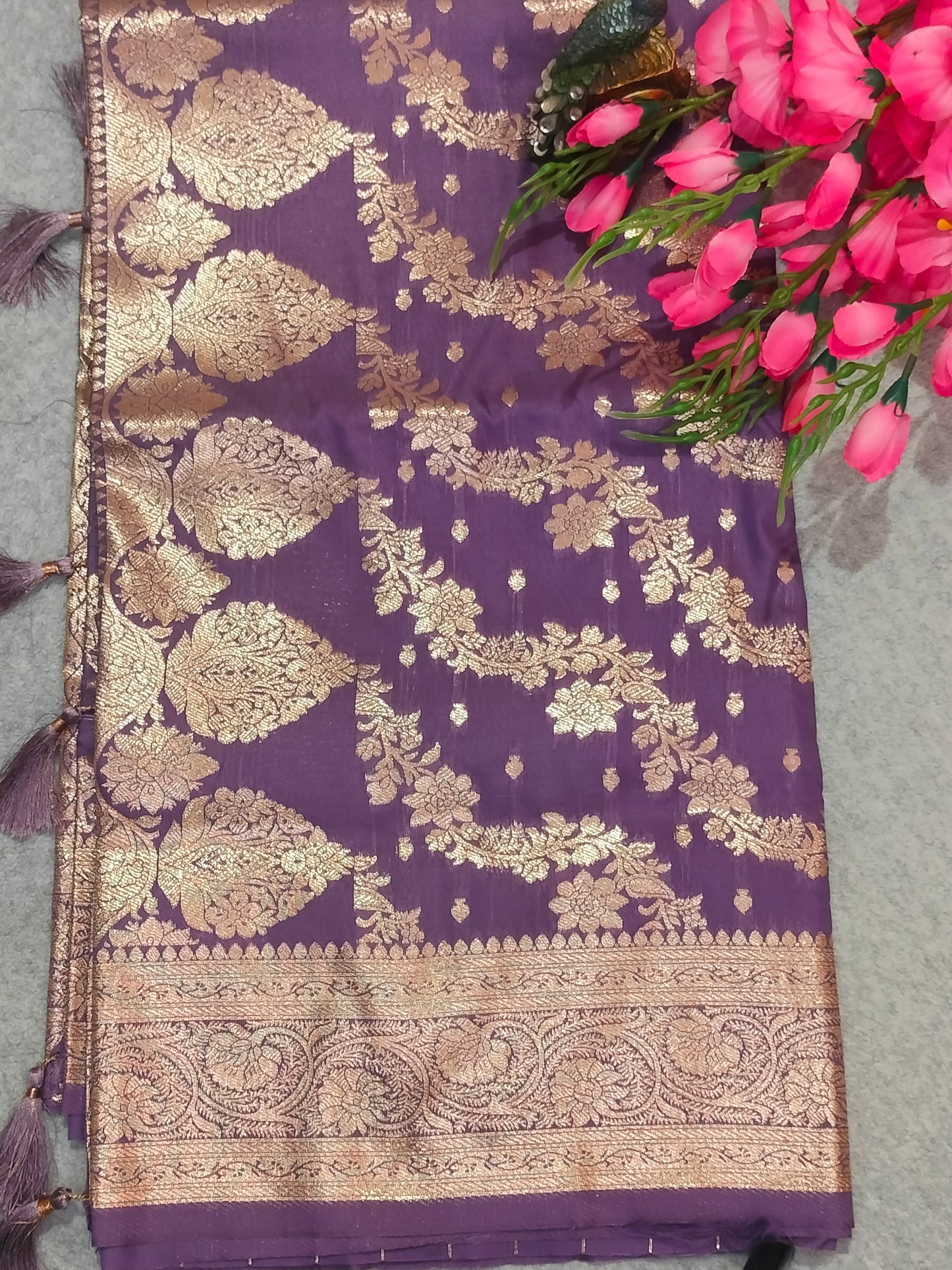 Banarasi Soft Silk Saree Purple