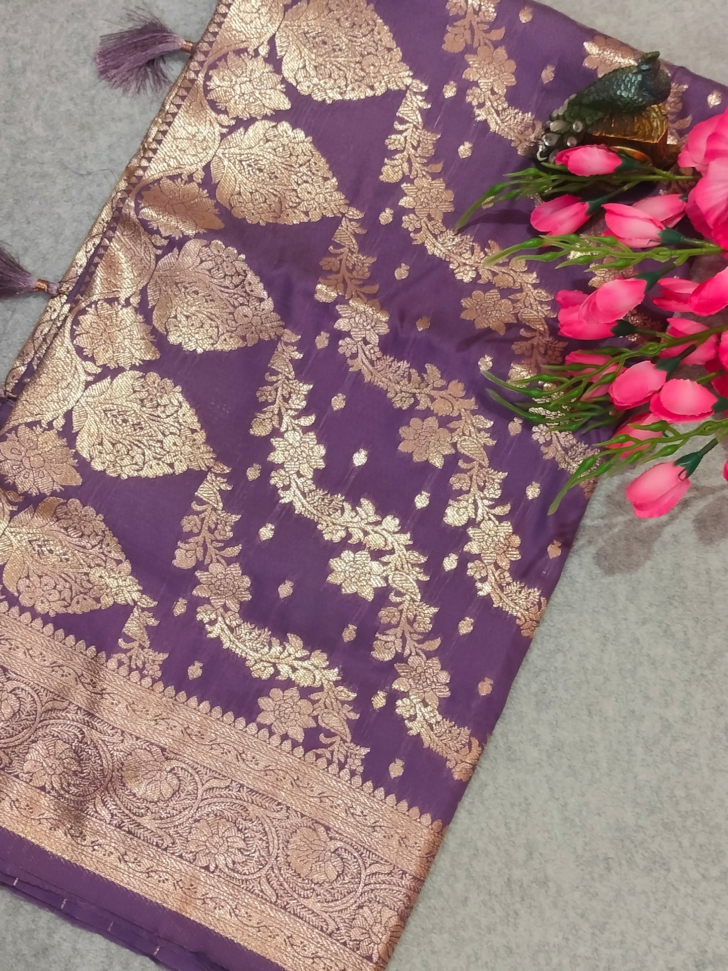 Banarasi Soft Silk Saree Purple