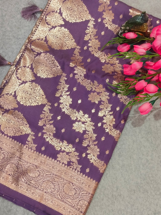 Banarasi Soft Silk Saree Purple