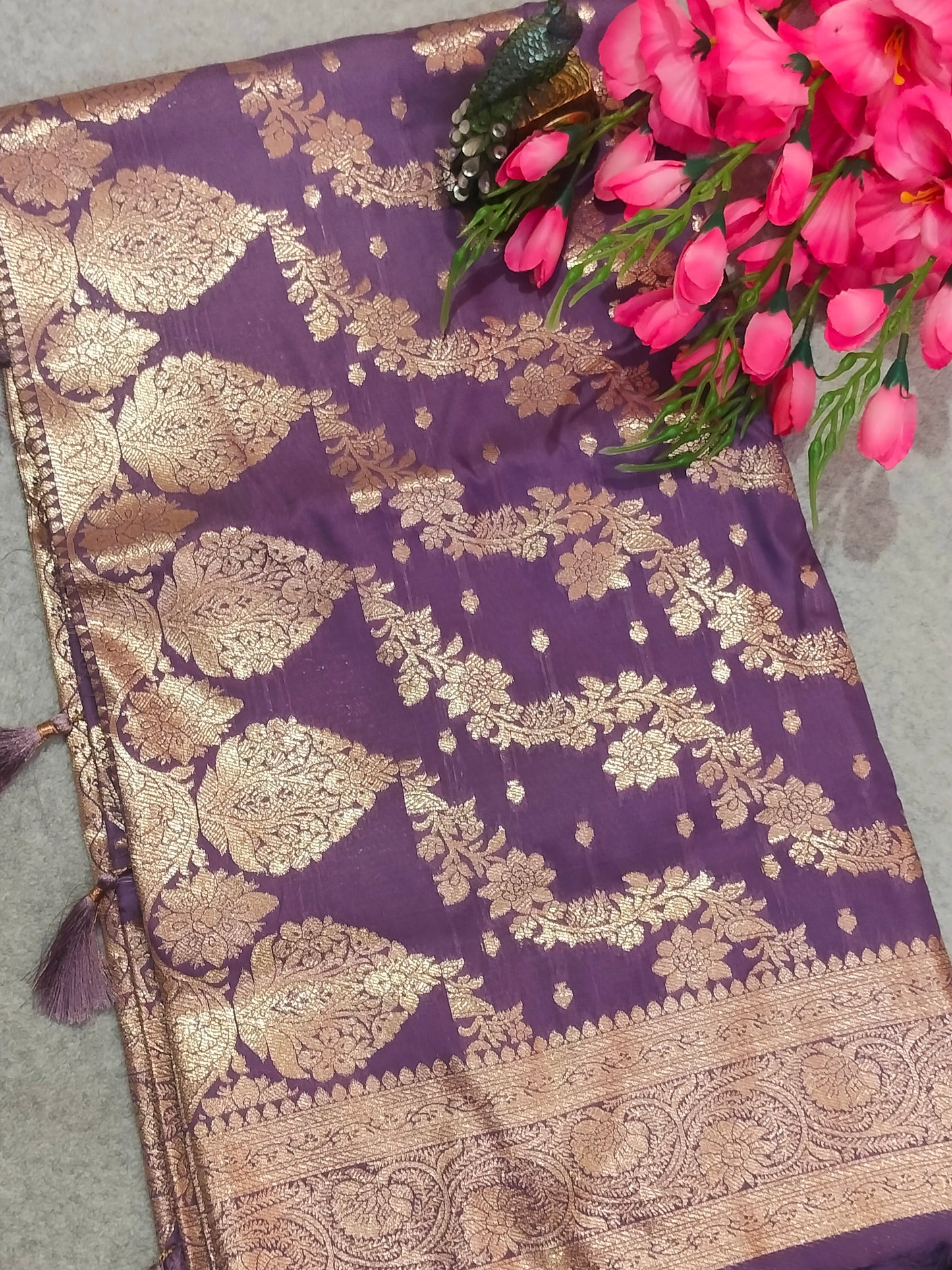 Banarasi Soft Silk Saree Purple