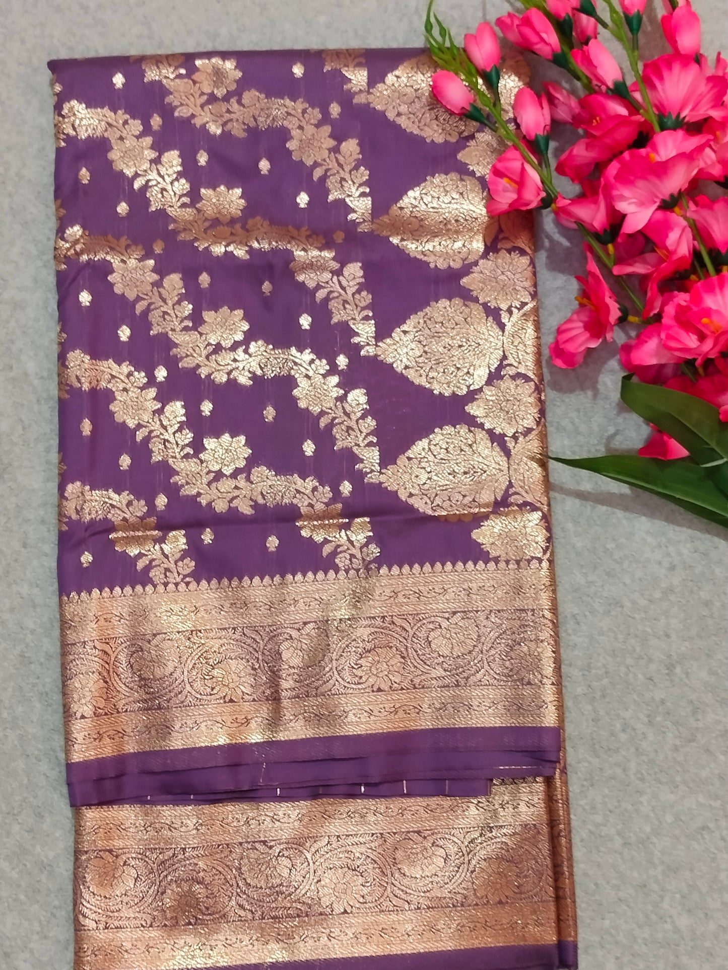 Banarasi Soft Silk Saree Purple