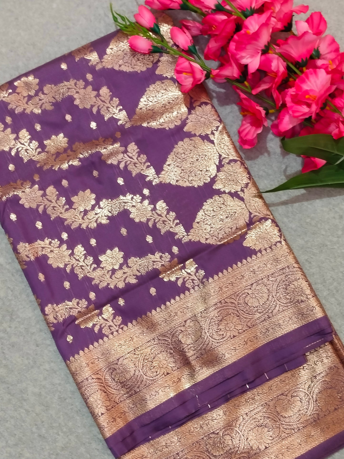 Banarasi Soft Silk Saree Purple
