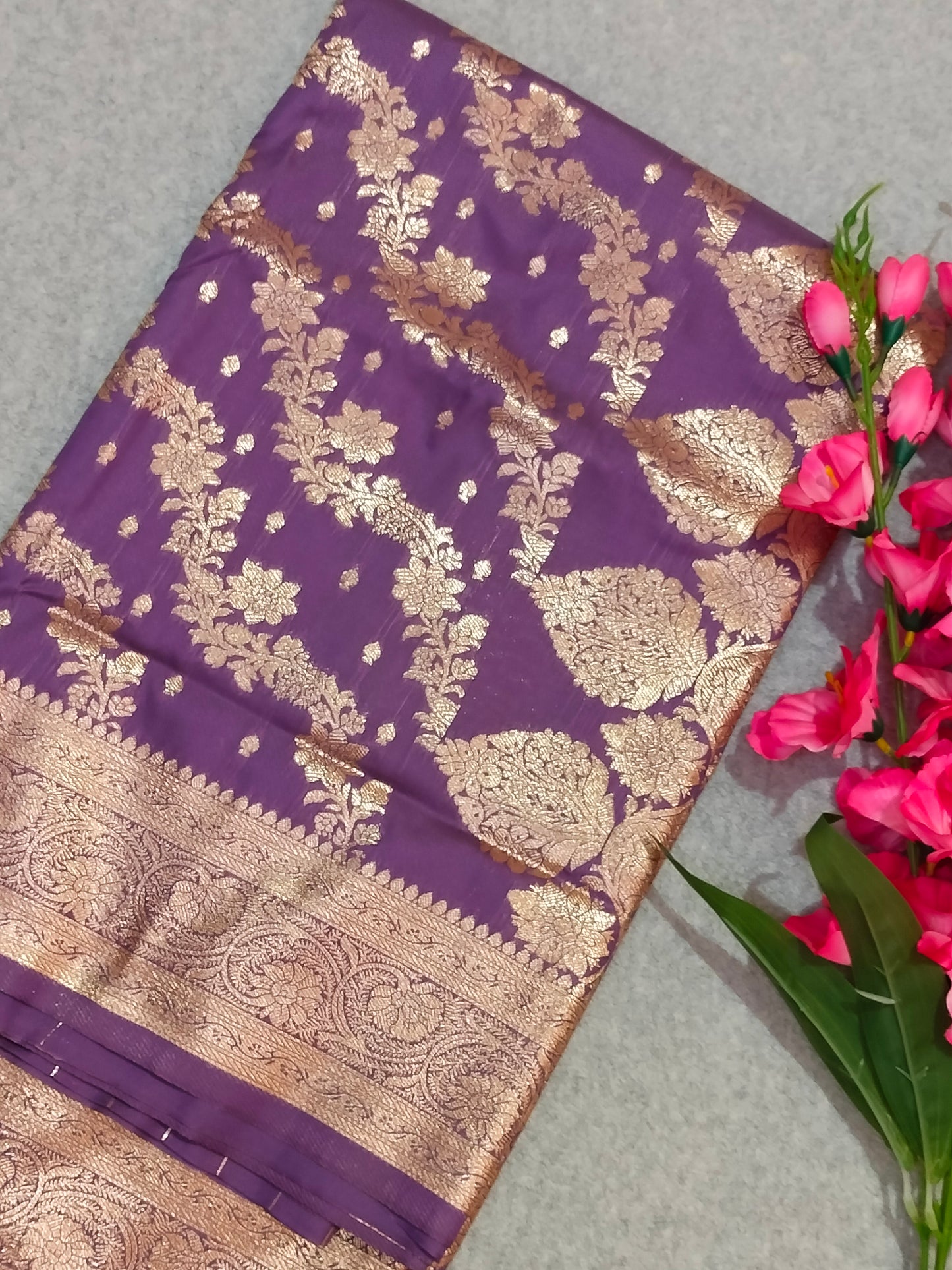 Banarasi Soft Silk Saree Purple
