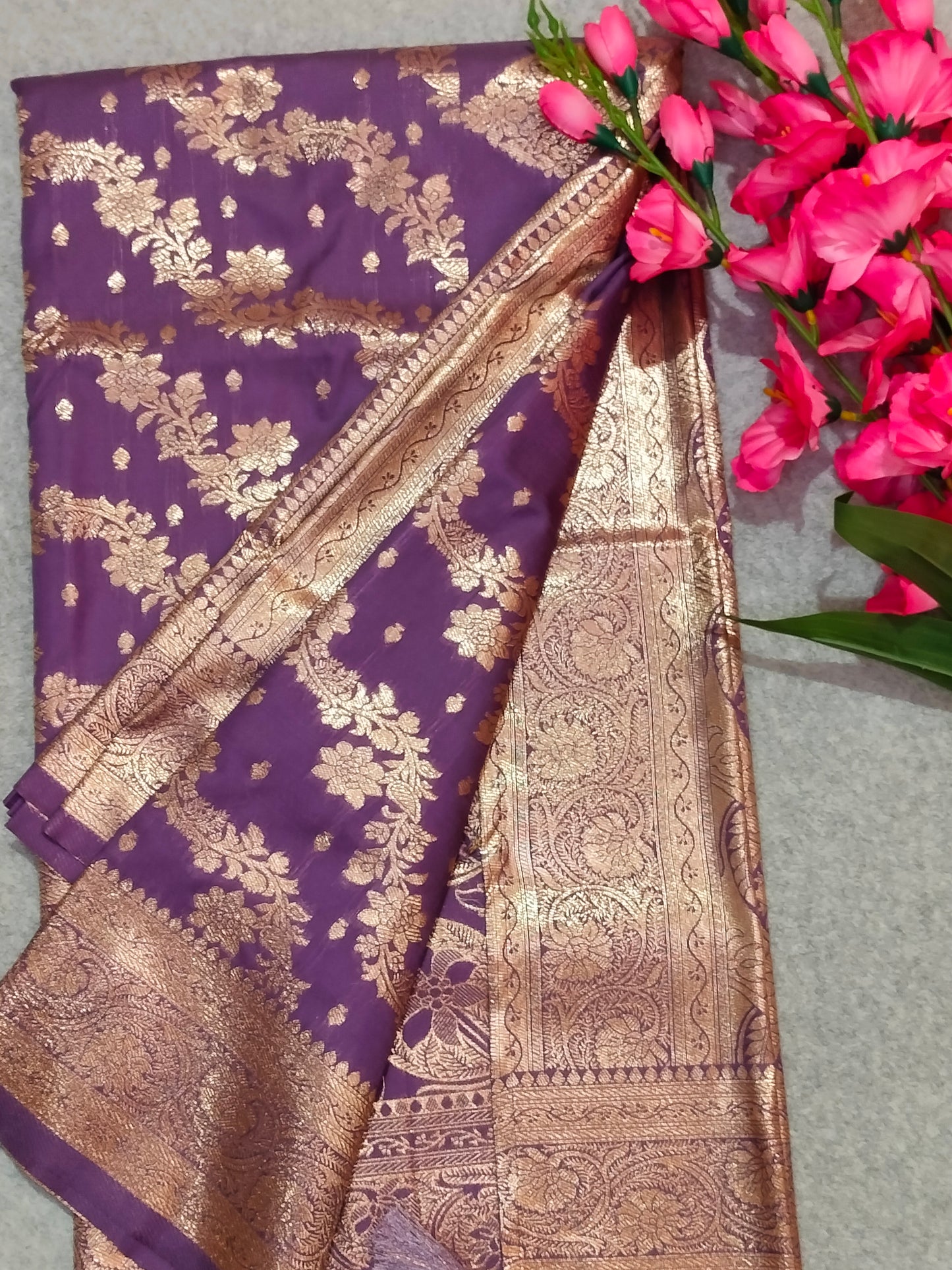 Banarasi Soft Silk Saree Purple