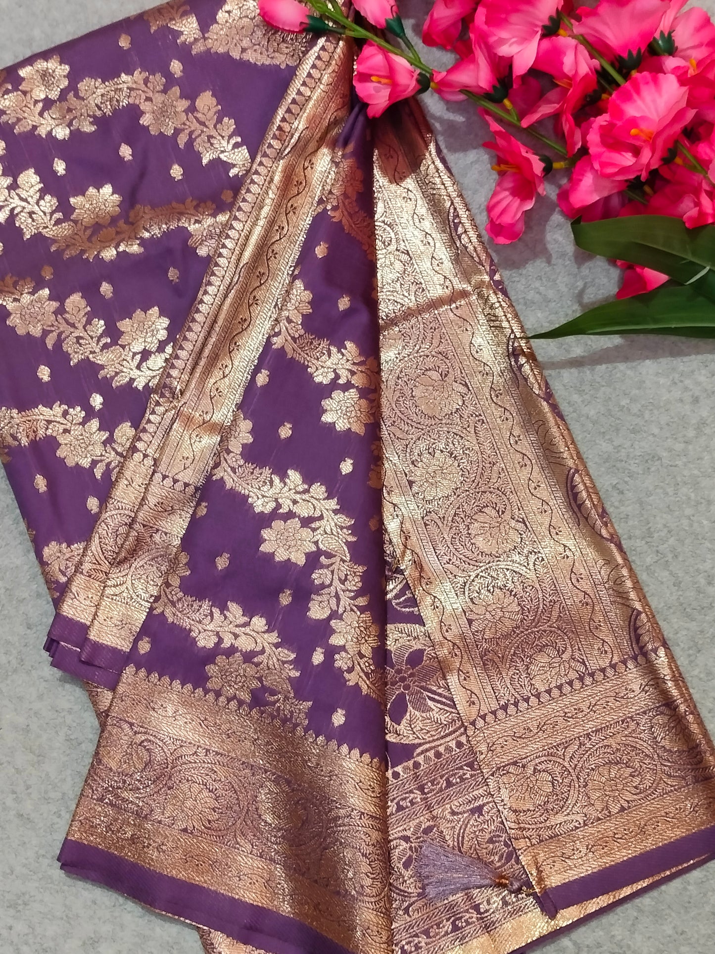 Banarasi Soft Silk Saree Purple