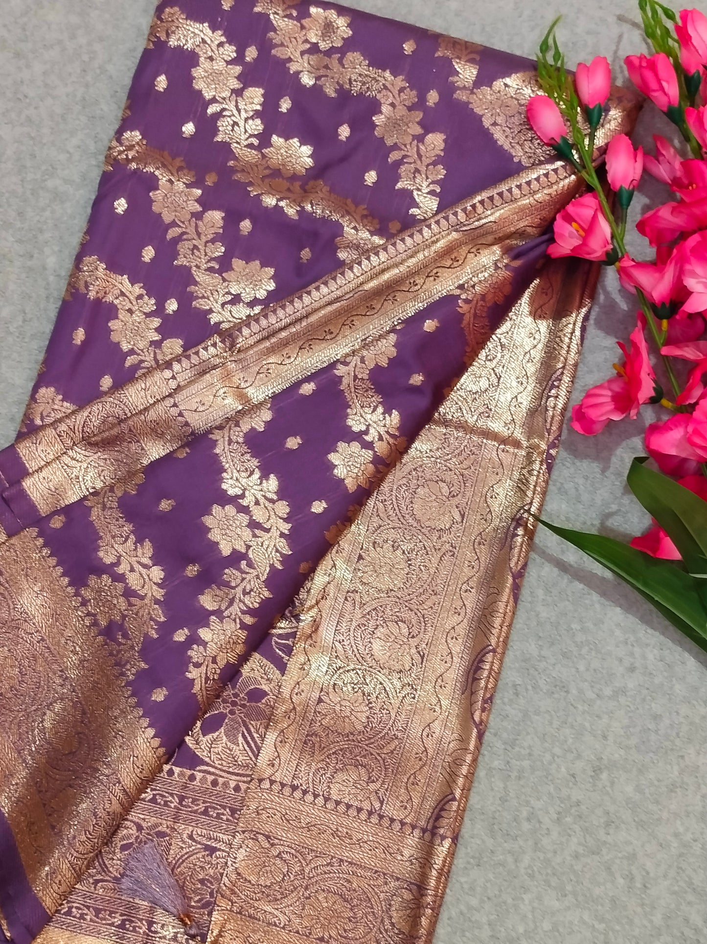 Banarasi Soft Silk Saree Purple