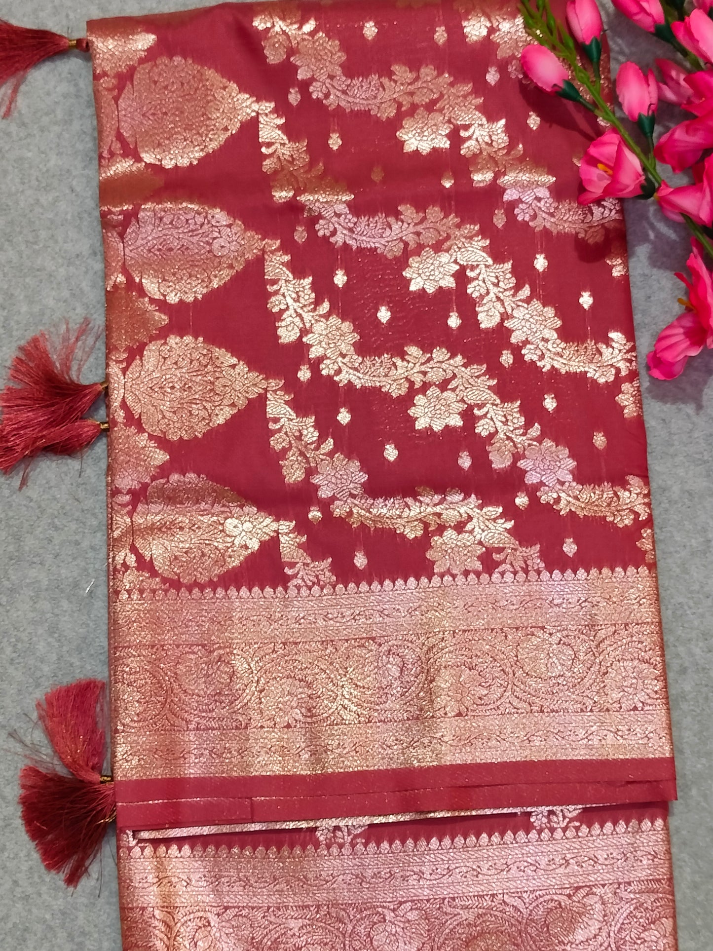 Banarasi Soft Silk Saree Pink
