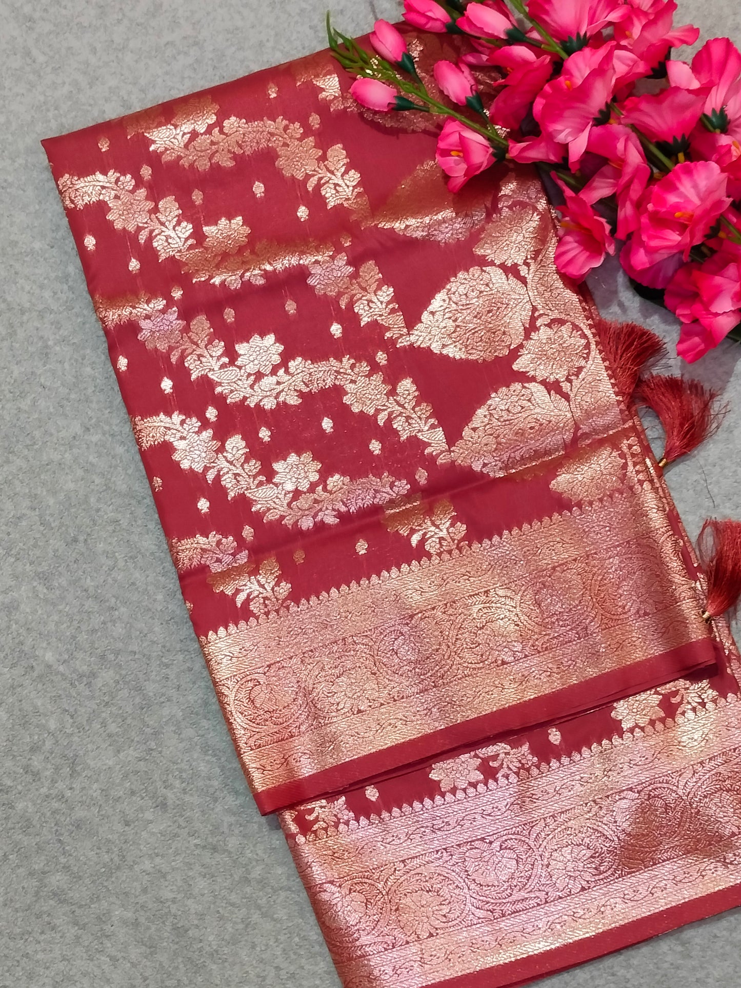 Banarasi Soft Silk Saree Pink