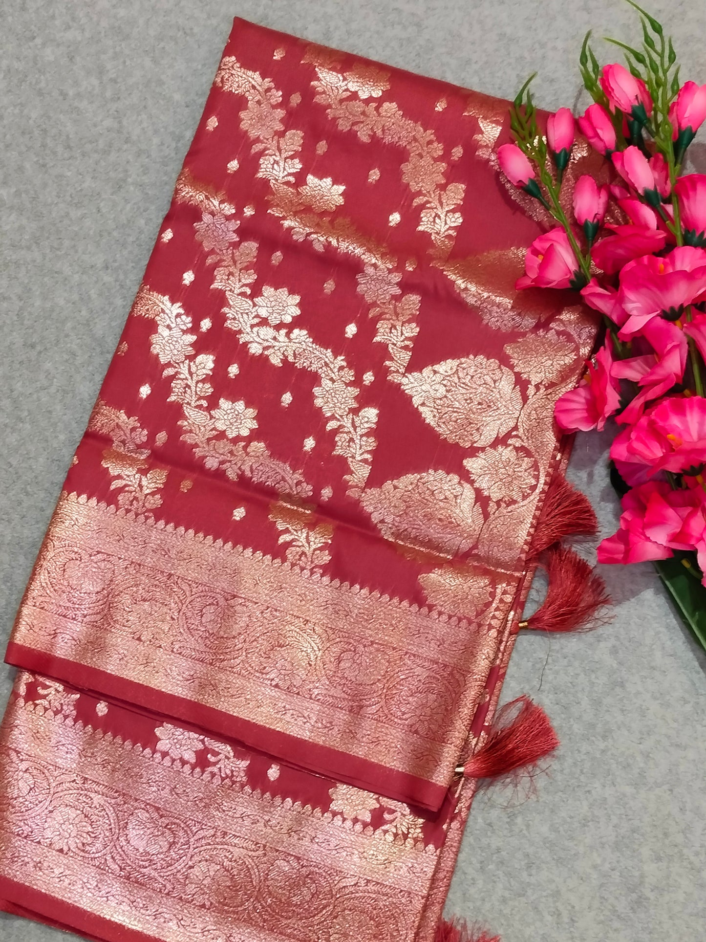 Banarasi Soft Silk Saree Pink