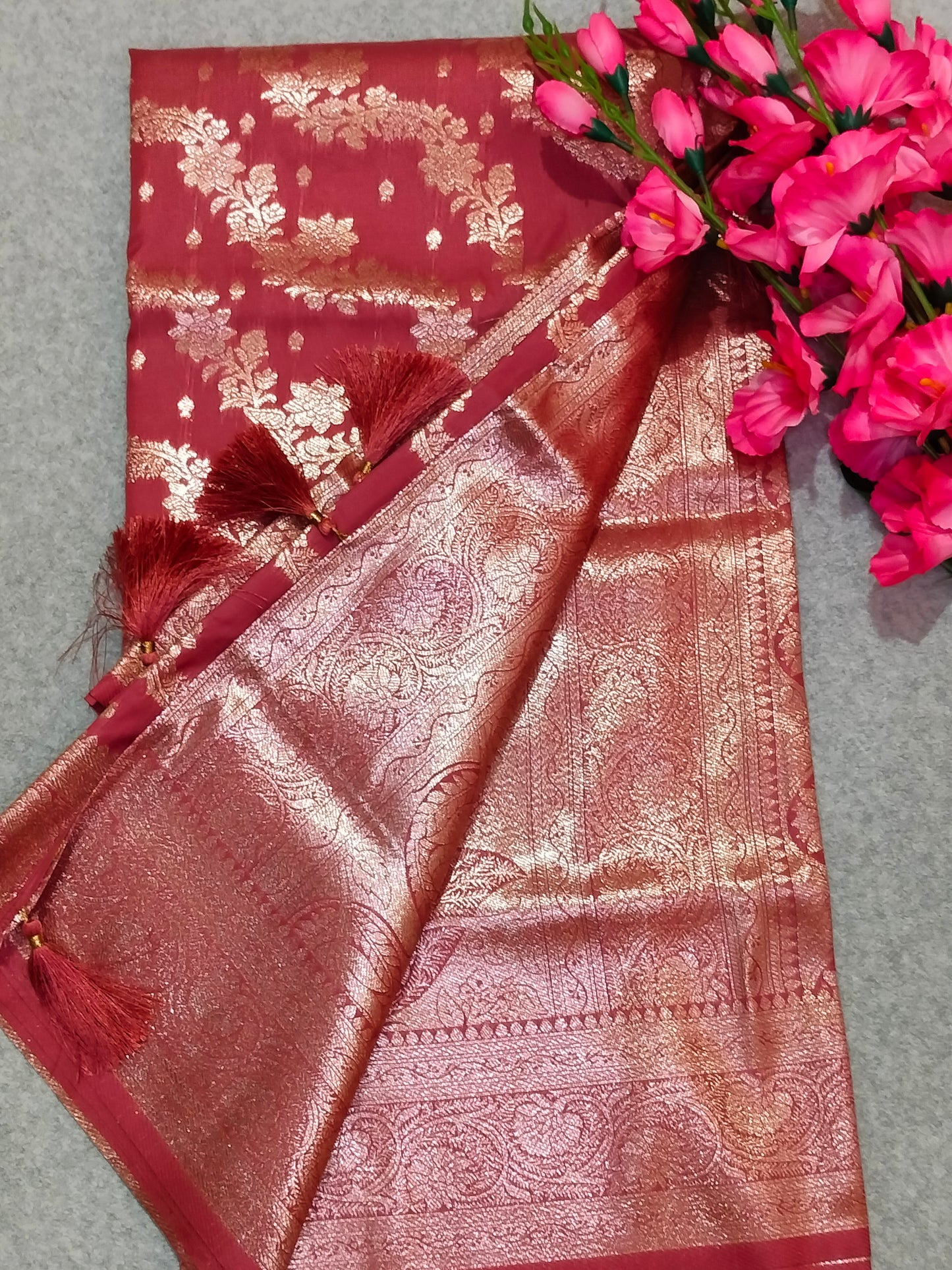 Banarasi Soft Silk Saree Pink