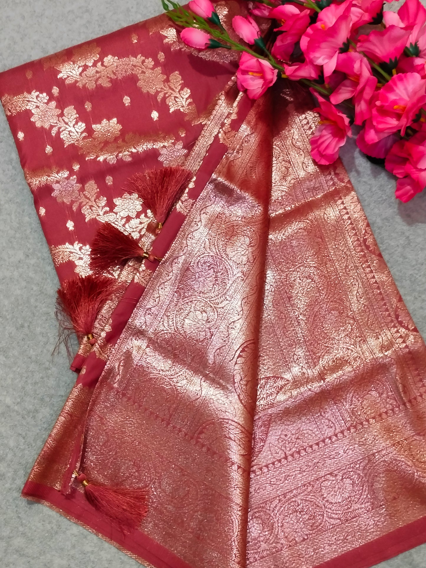 Banarasi Soft Silk Saree Pink