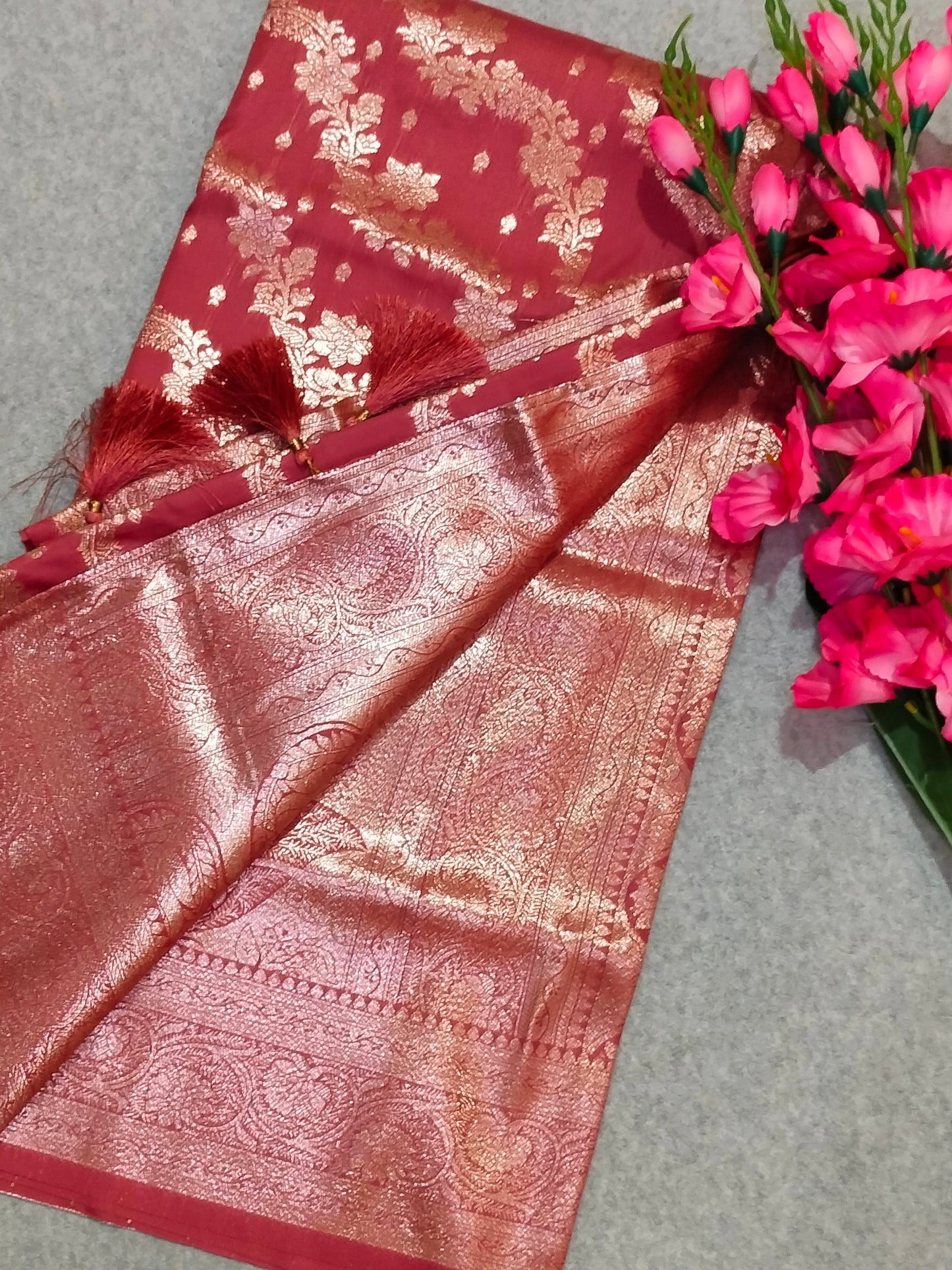 Banarasi Soft Silk Saree Pink