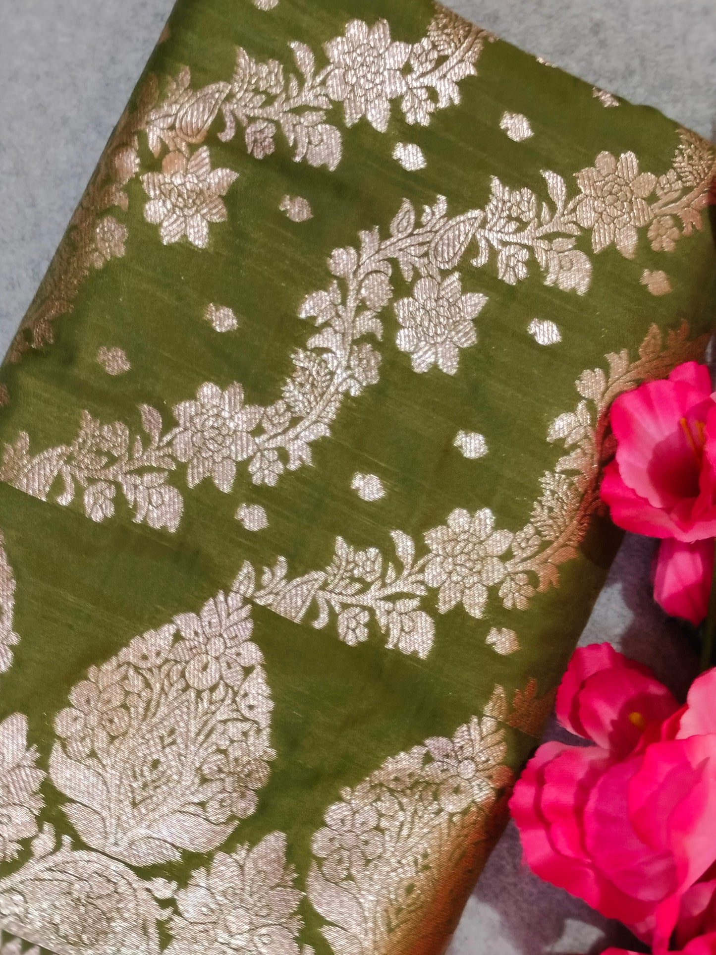 Banarasi Soft Silk Saree Green