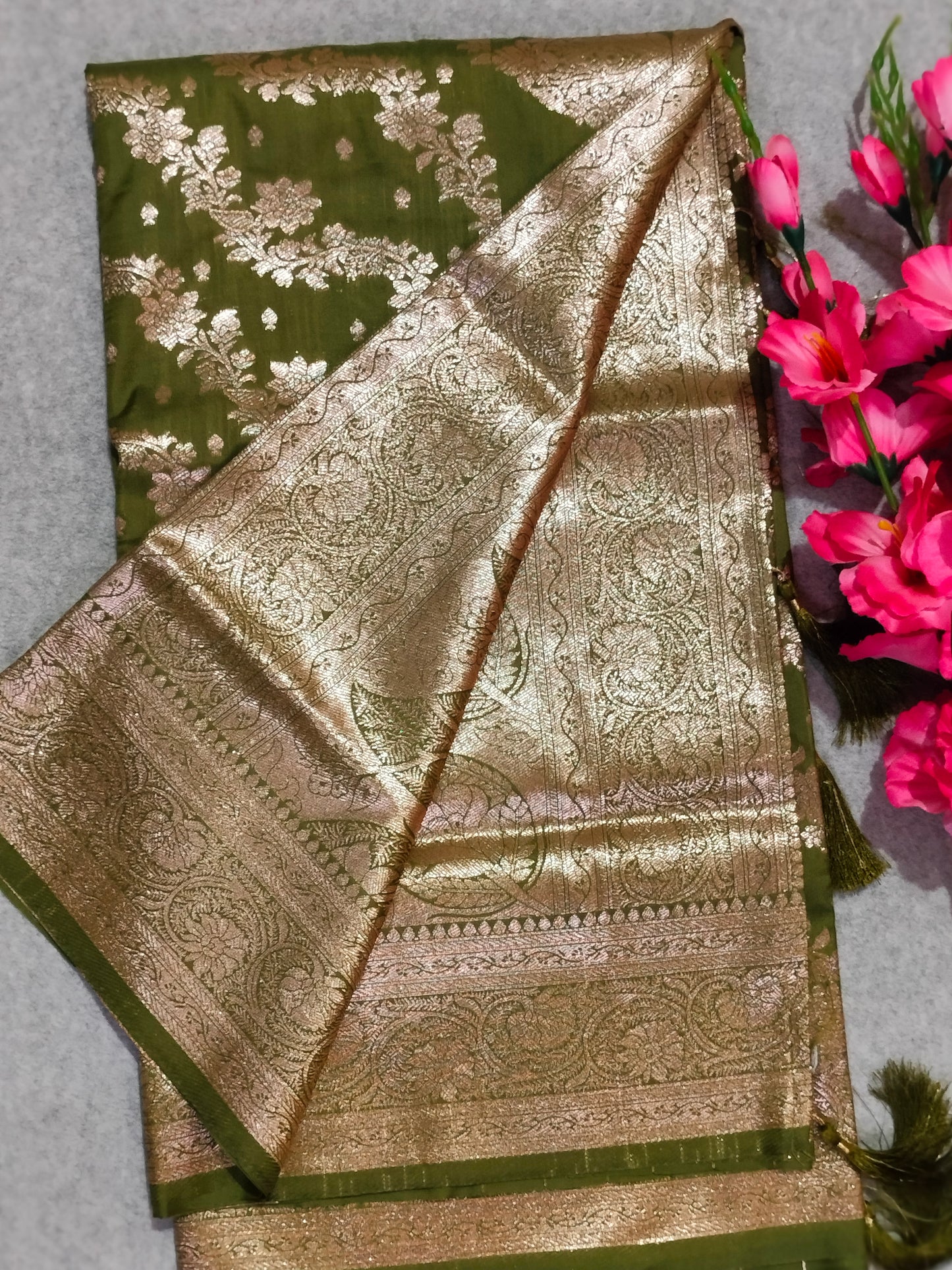 Banarasi Soft Silk Saree Green