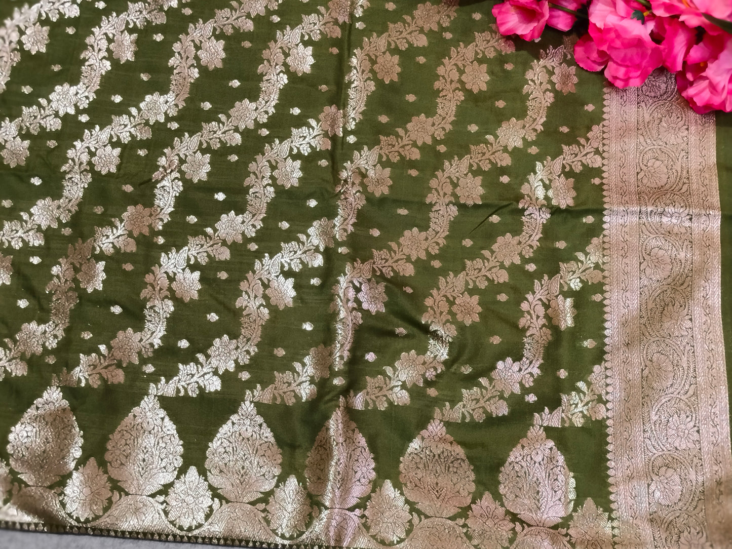 Banarasi Soft Silk Saree Green