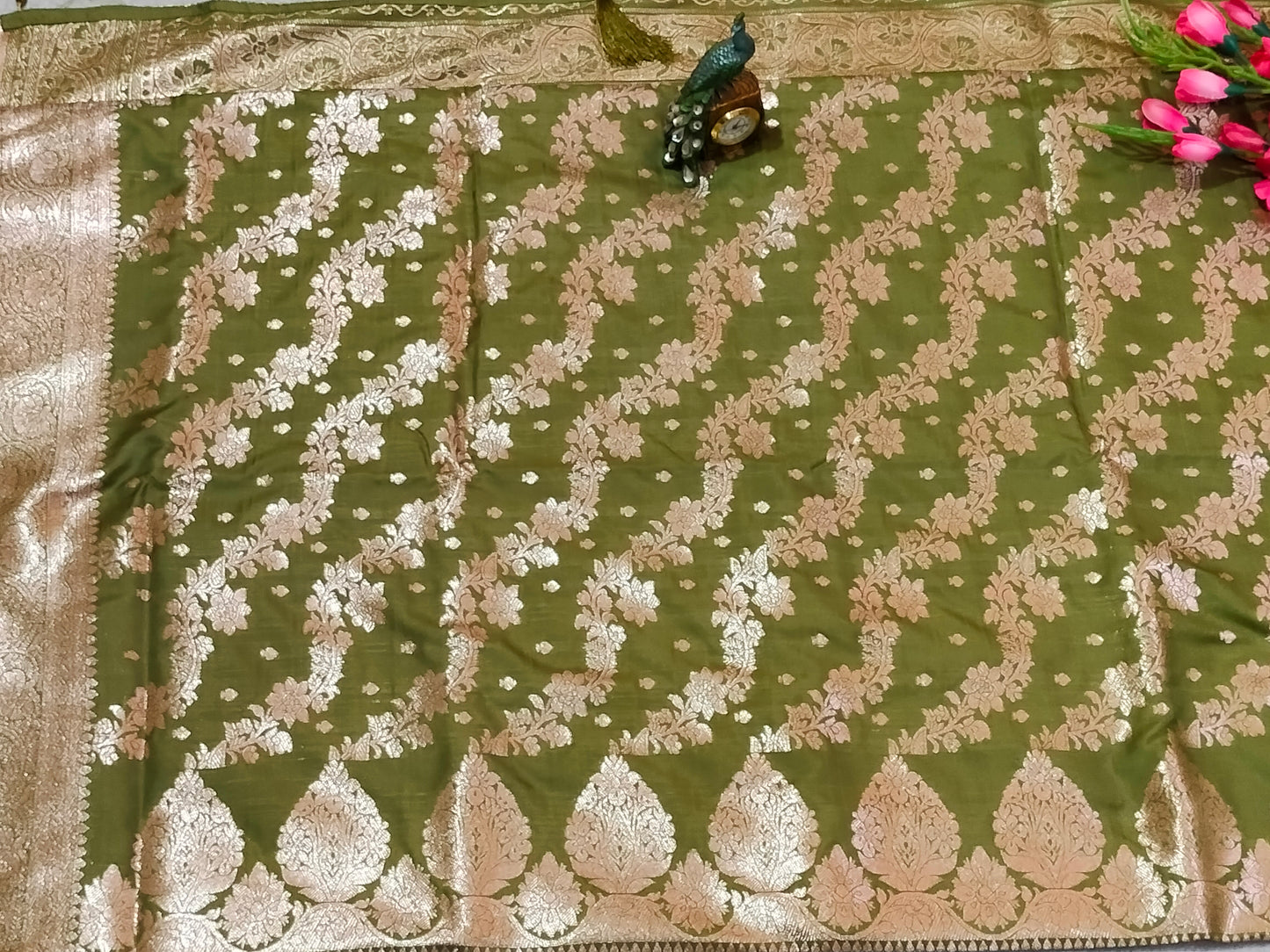 Banarasi Soft Silk Saree Green