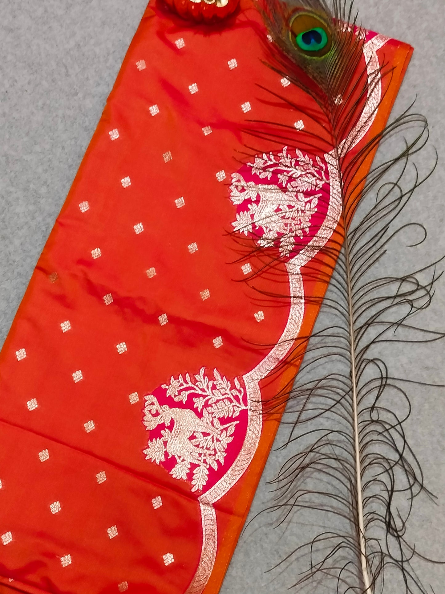 Banarasi Hiran Soft Silk Saree Orange