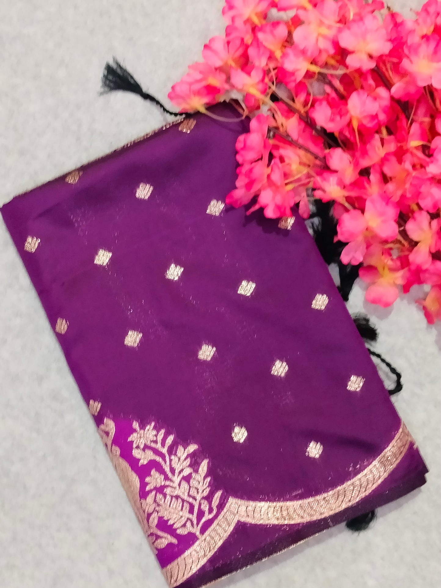 Banarasi Hiran Soft Silk Saree Dark Purple