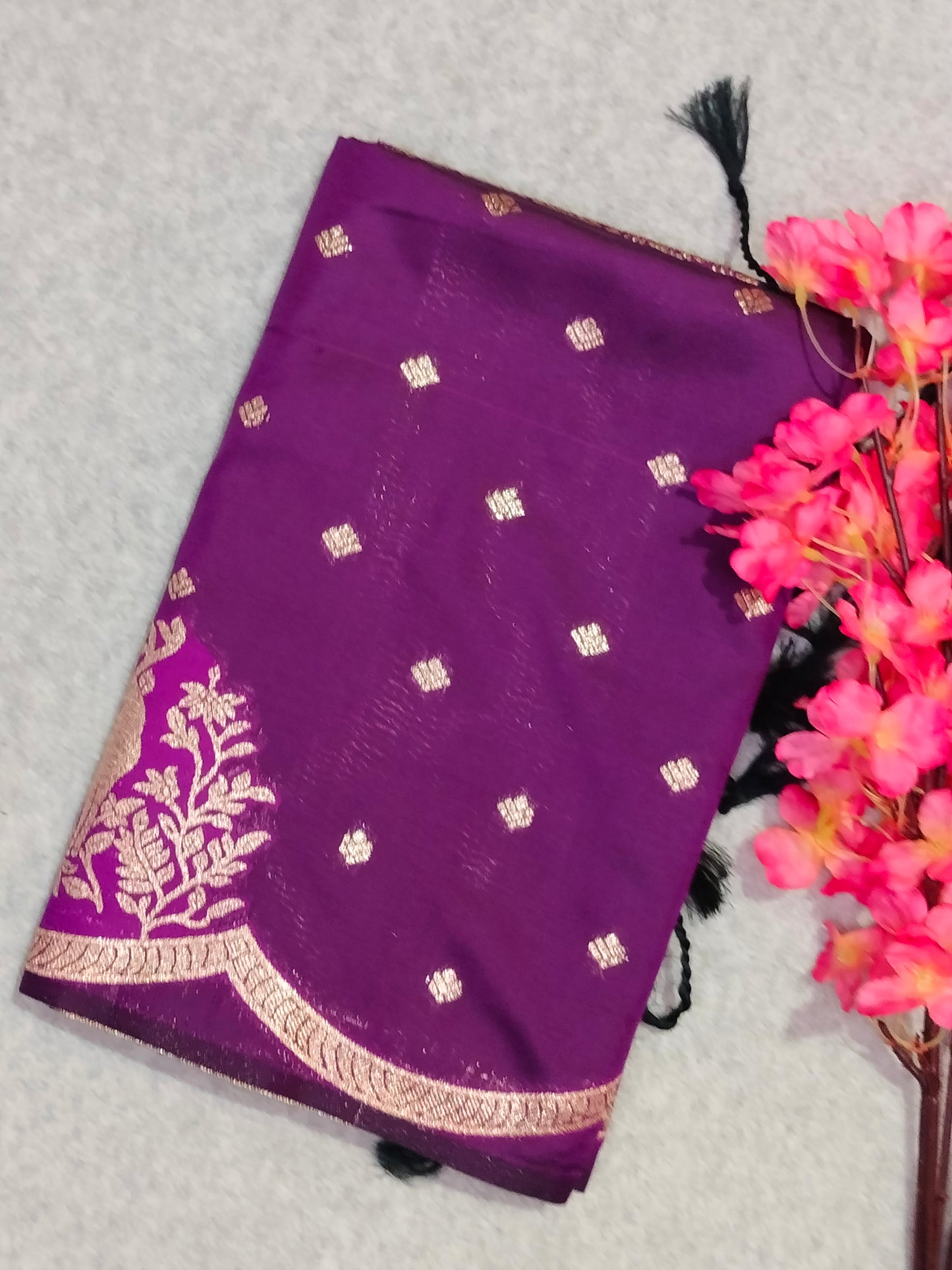 Banarasi Hiran Soft Silk Saree Dark Purple