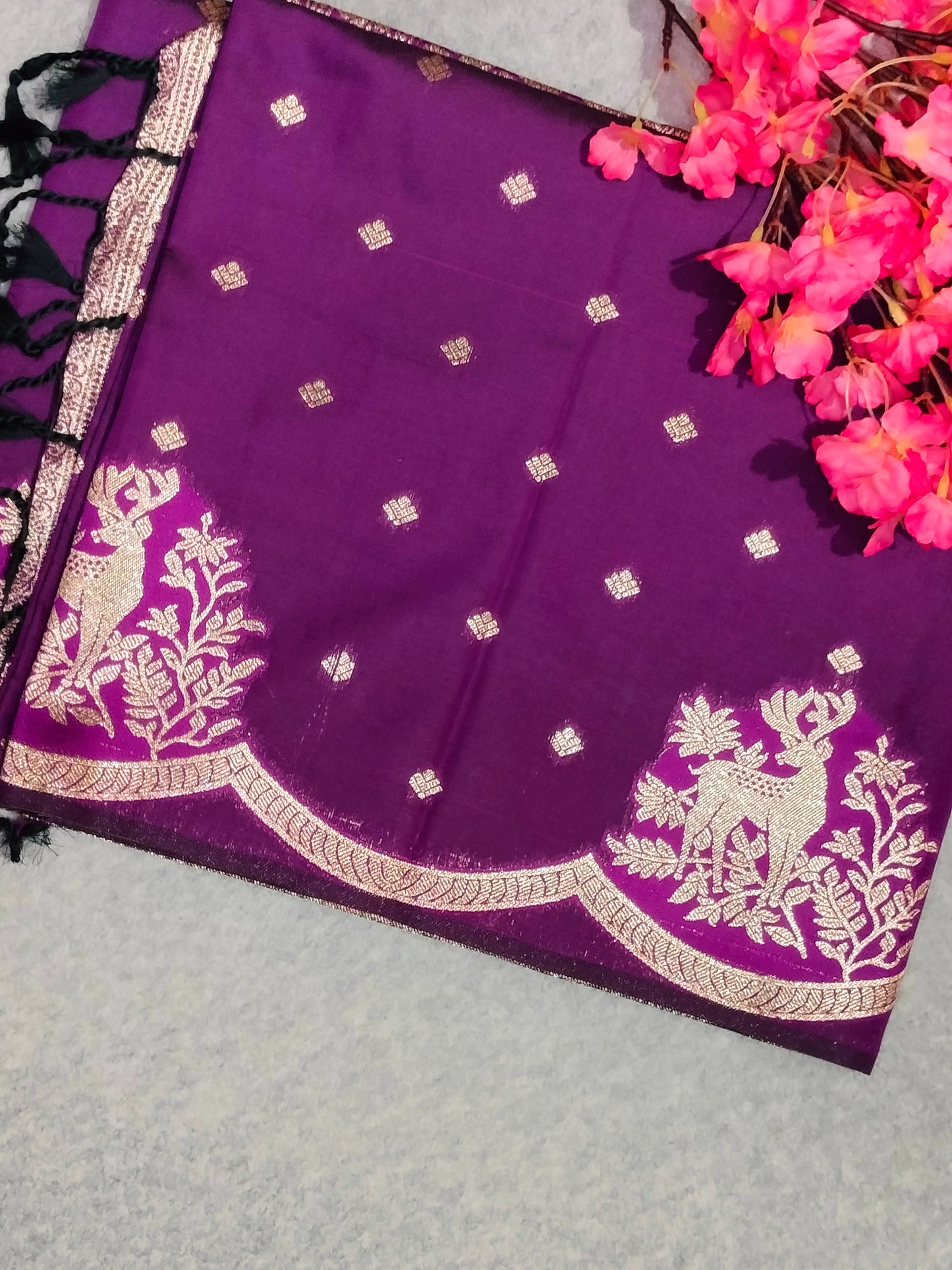 Banarasi Hiran Soft Silk Saree Orange