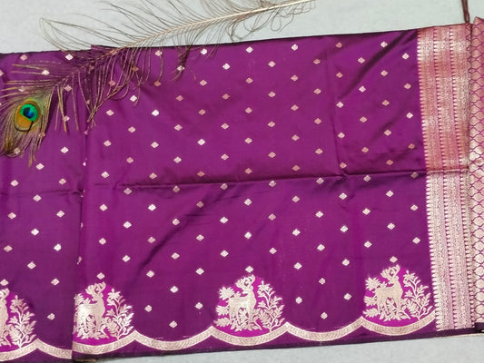 Banarasi Hiran Soft Silk Saree Dark Purple