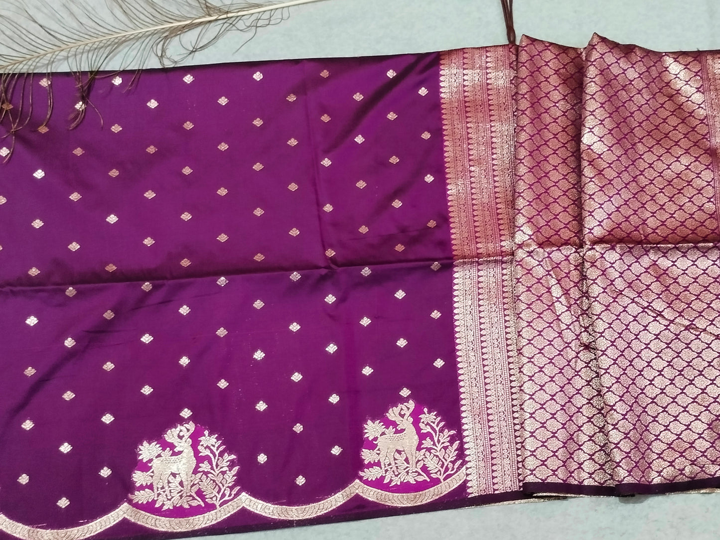 Banarasi Hiran Soft Silk Saree Dark Purple