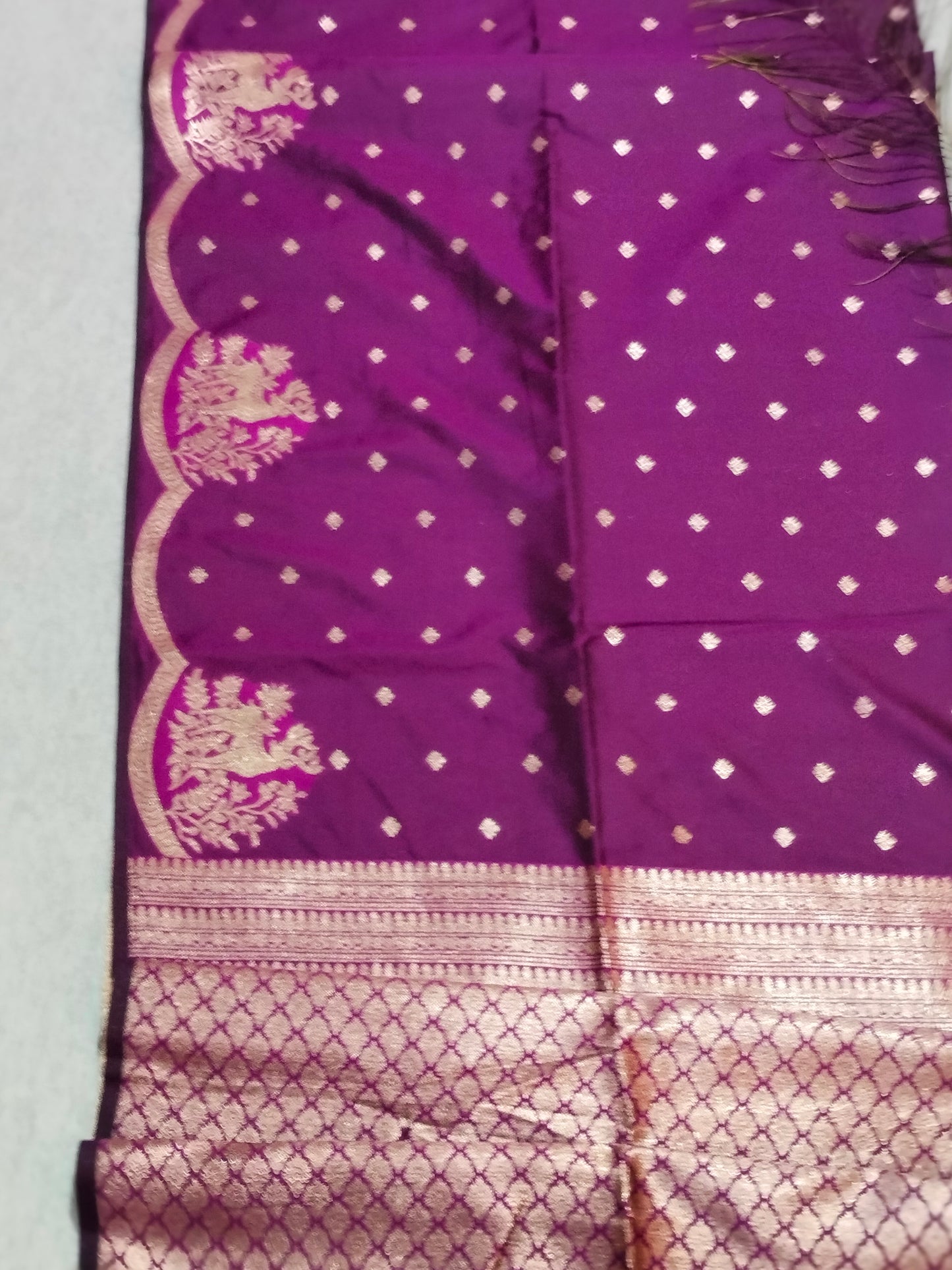 Banarasi Hiran Soft Silk Saree Dark Purple