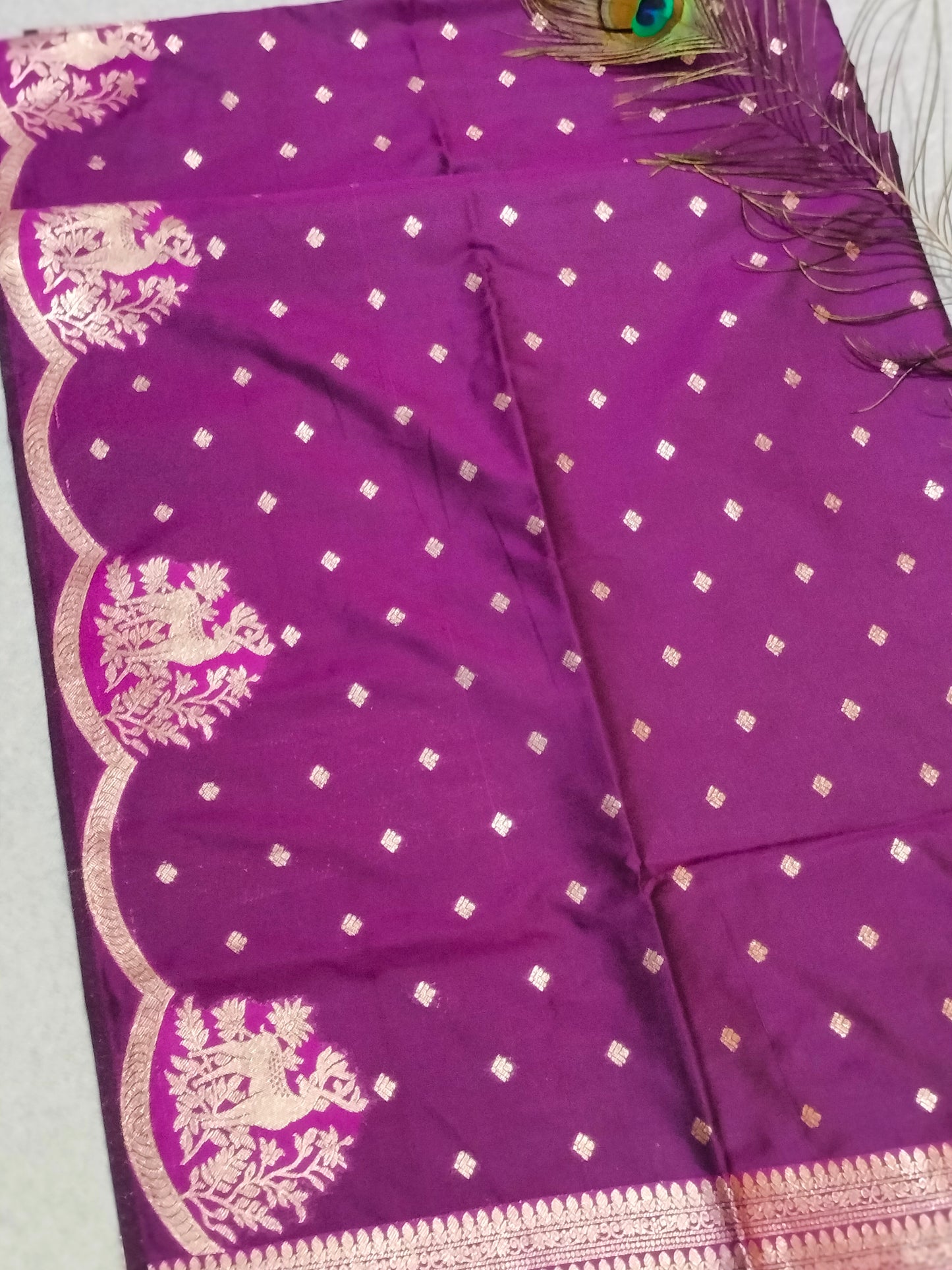 Banarasi Hiran Soft Silk Saree Dark Purple