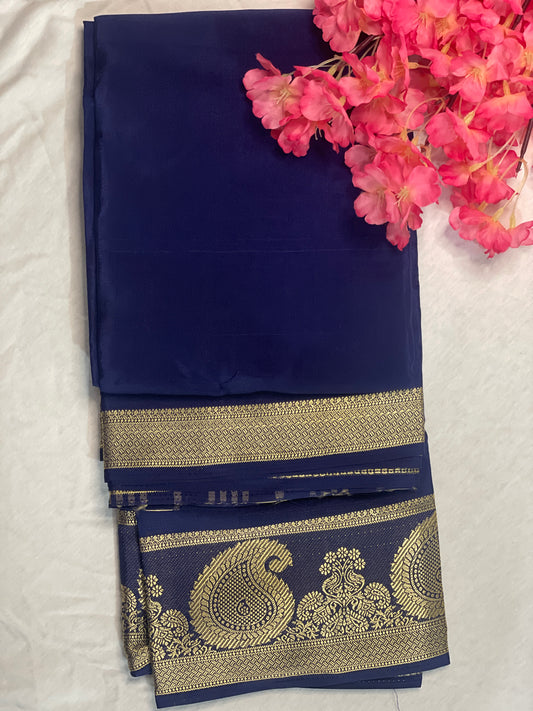 Mango Border Viscous Saree Blue