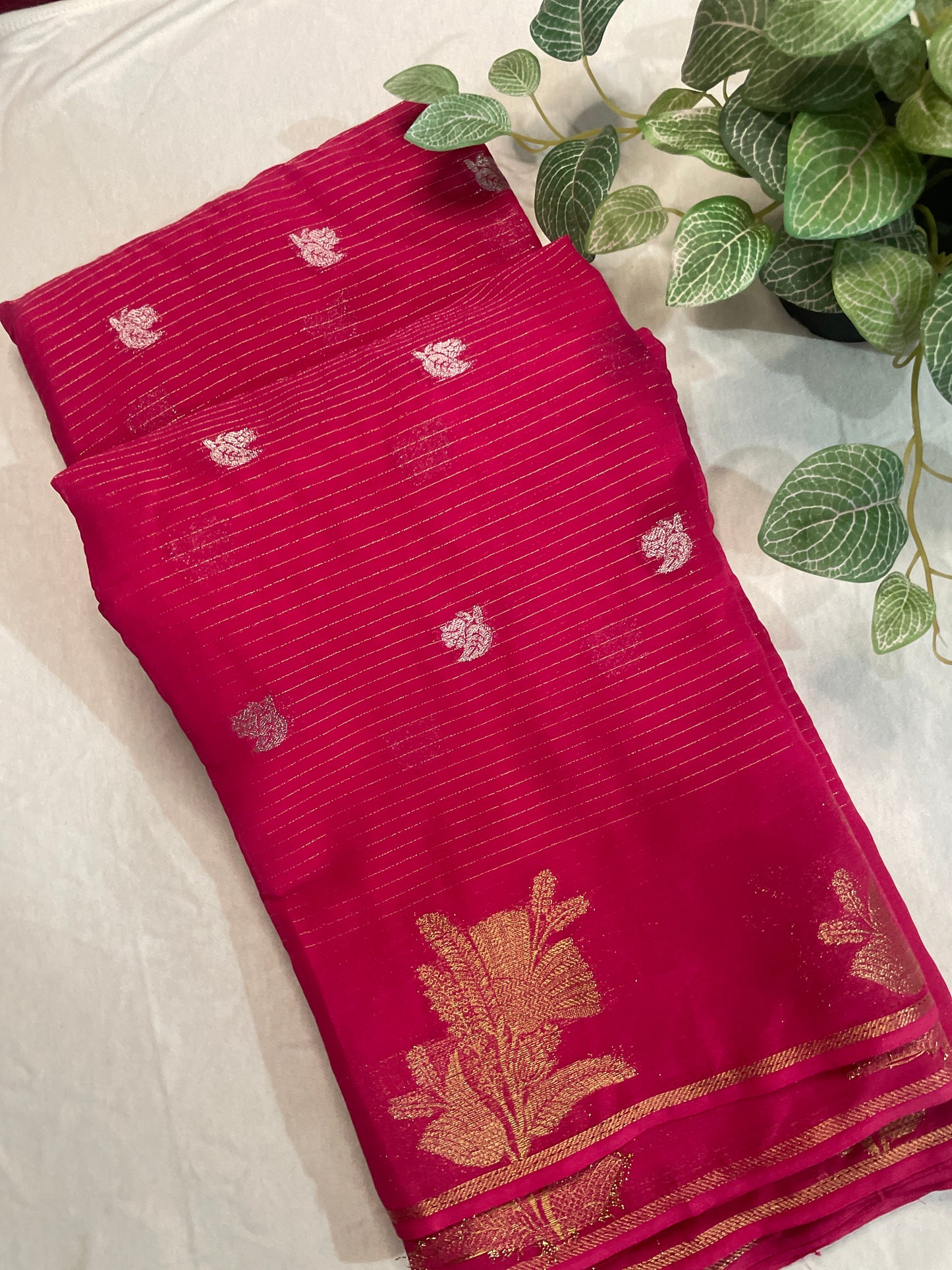 Pink Georget Saree