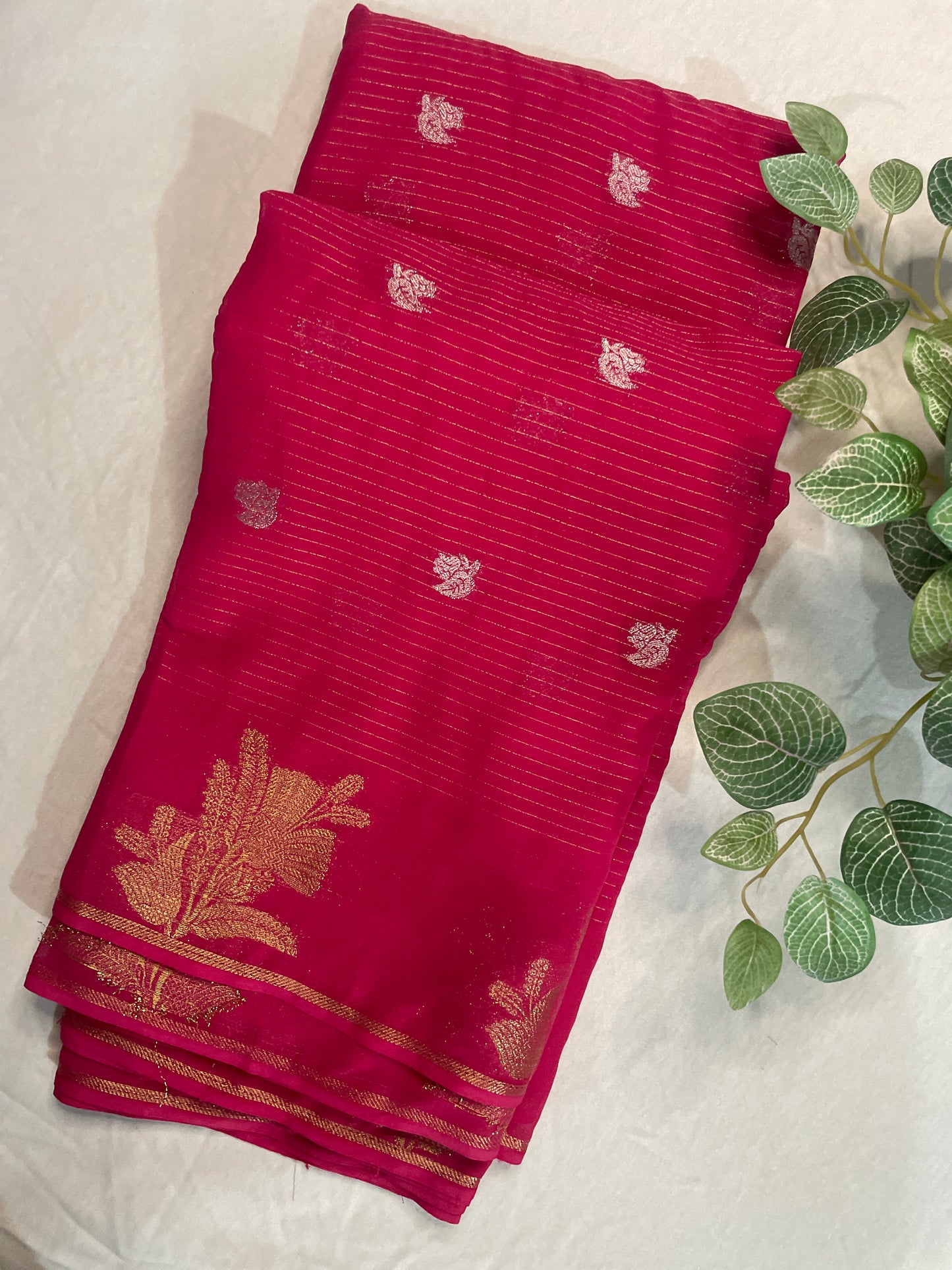Pink Georget Saree