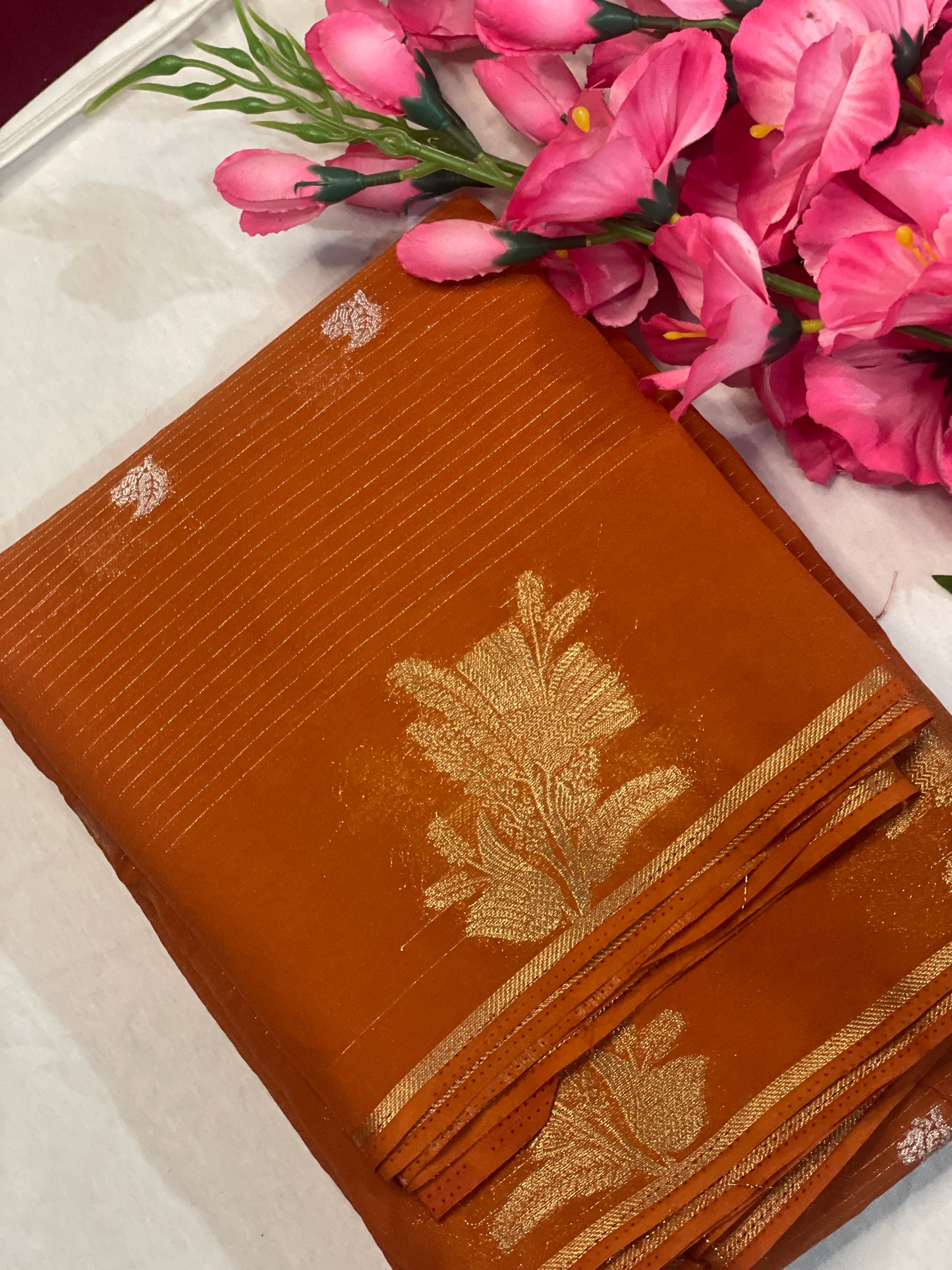 Brown Georget Saree